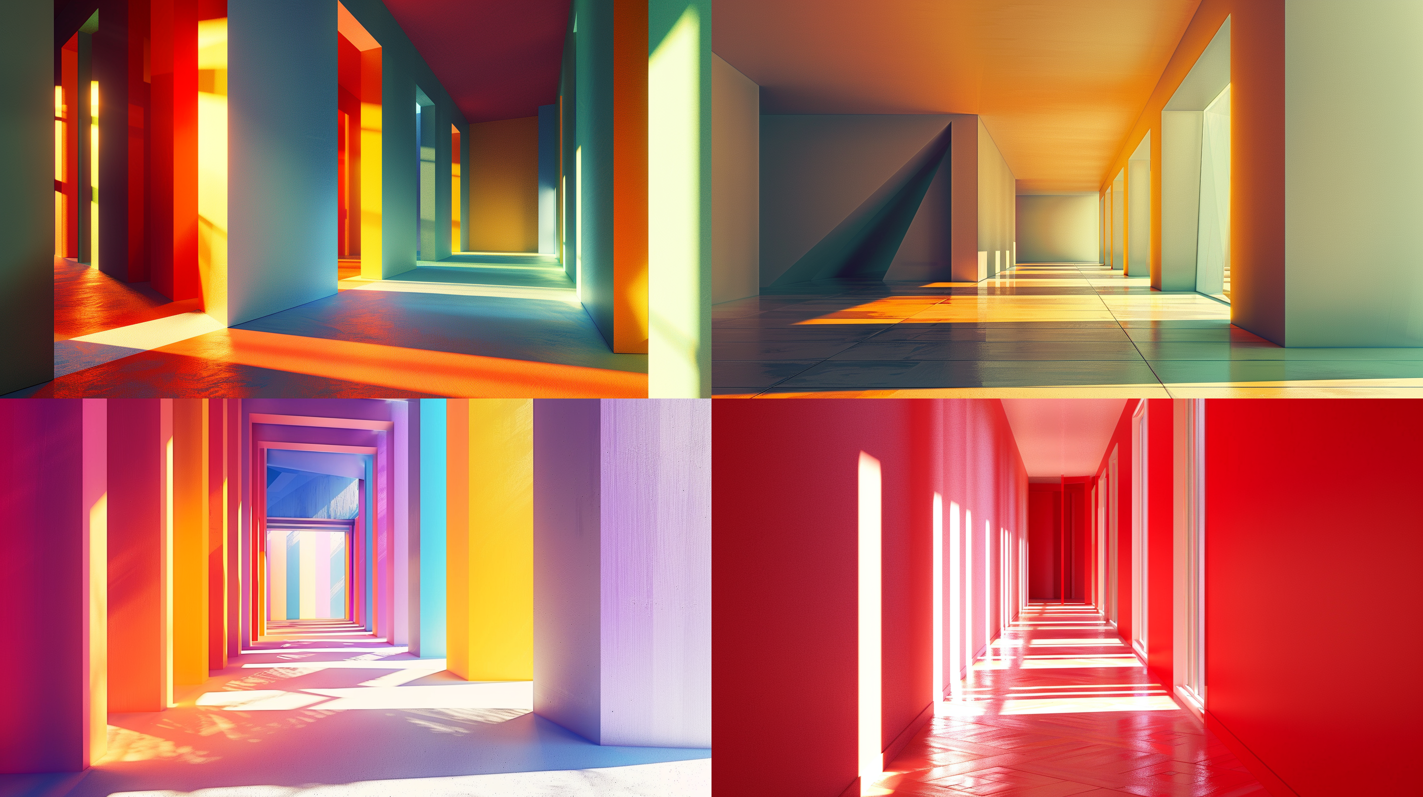 明亮色调，现代设计，透视感，光影交错