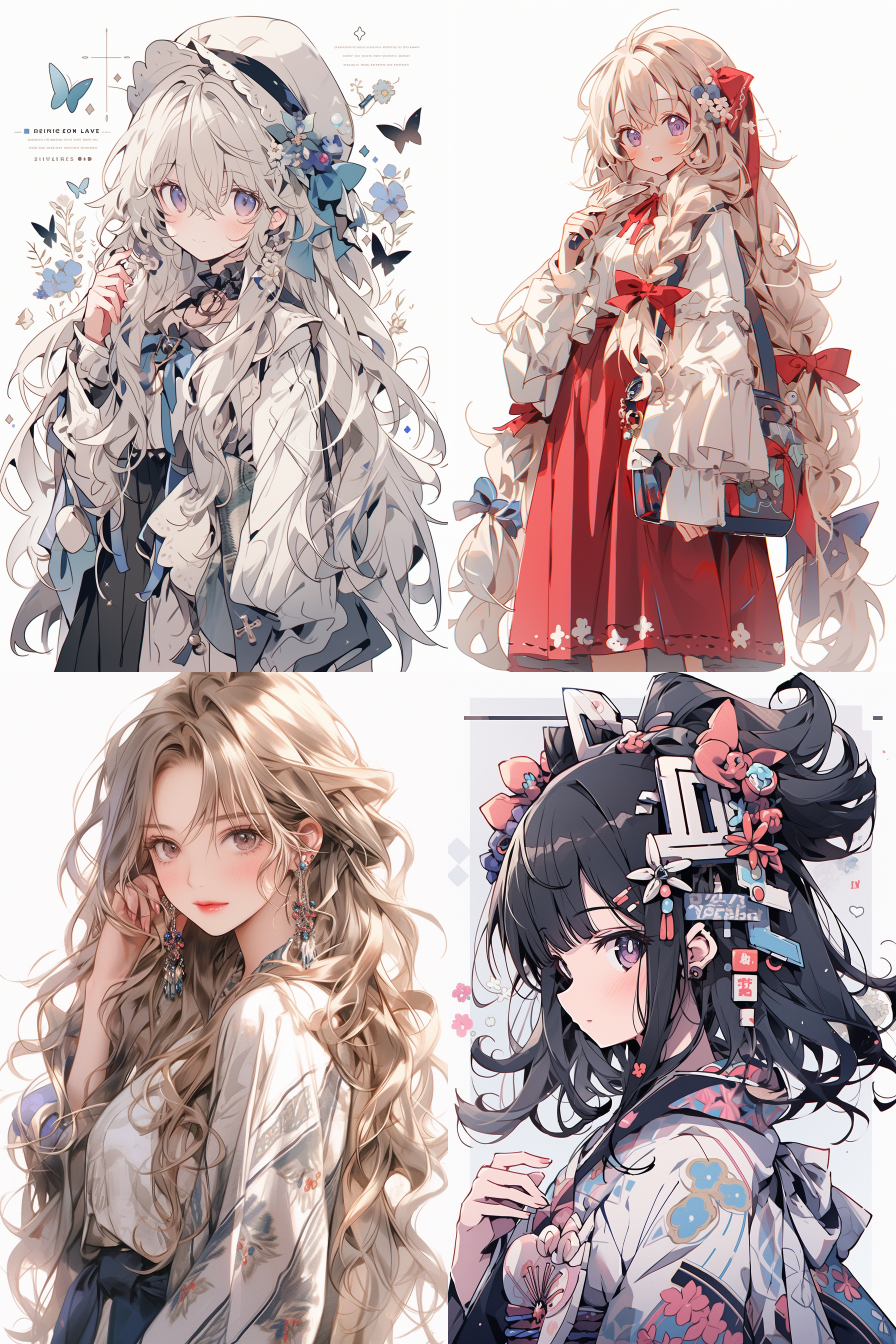 二次元美少女，肖像，飘逸的头发