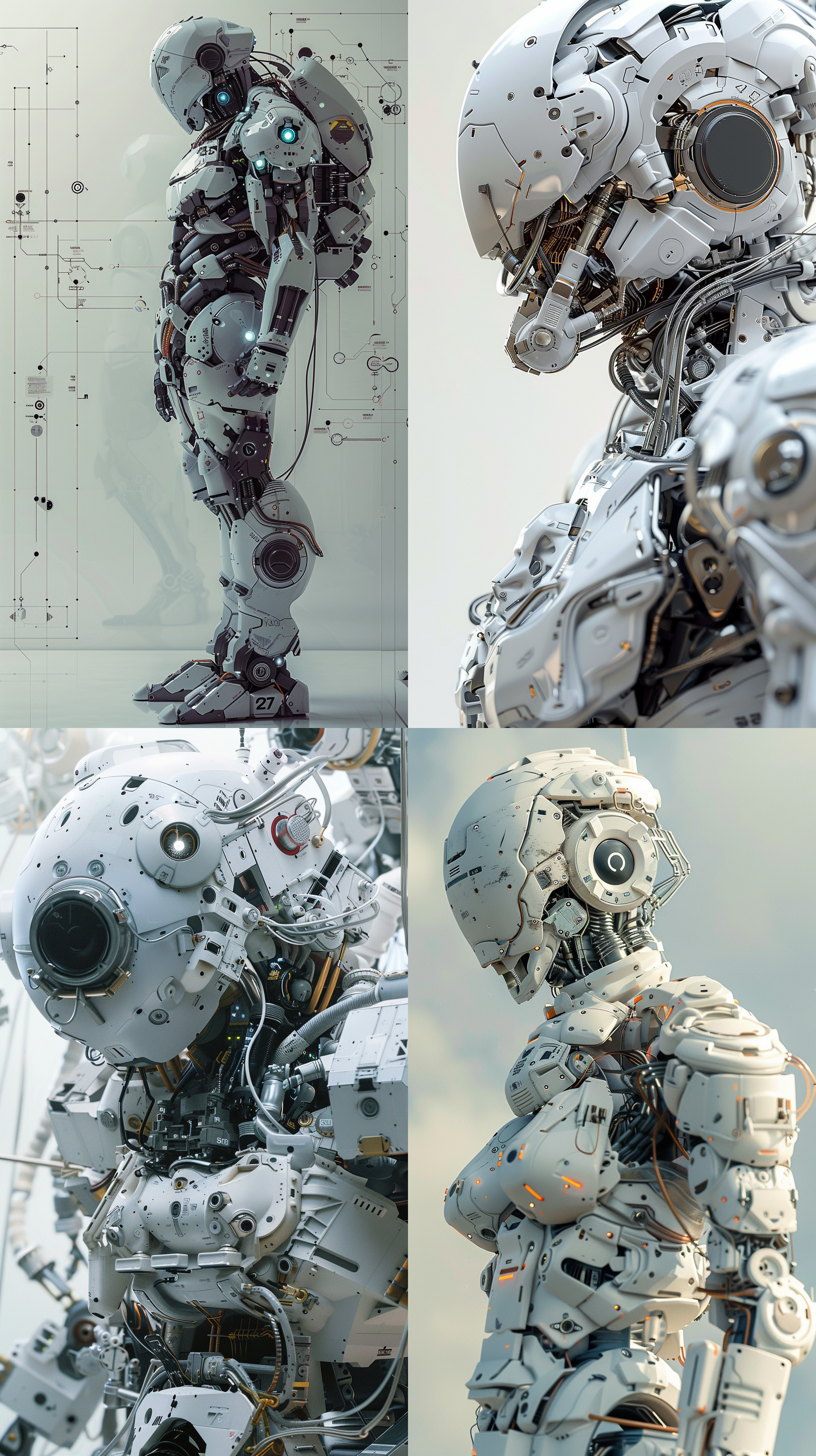 未来巨型机甲，零件整齐排列，解构布局，细节丰富，层次感强，众多部件，极其精细，逼真风格，9:16比例，风格化750，版本6.0，金属质感，冷色调，精密机械，科技感，动态静止，光影分明，未来主义。