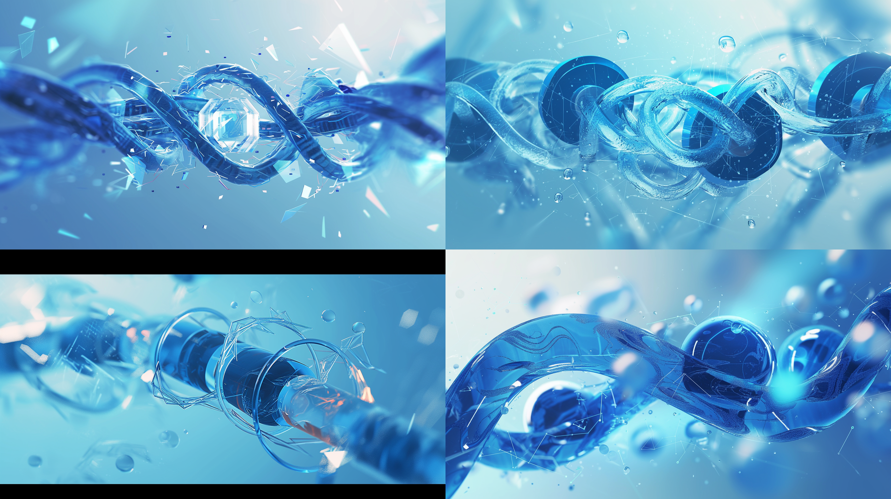 医疗元素漂浮，水面如镜，倒影清晰，极简构图，冷色调，长曝光，水面静谧，医疗器械细节，微距镜头，自然光，宁静，科技感，对比鲜明。 冰