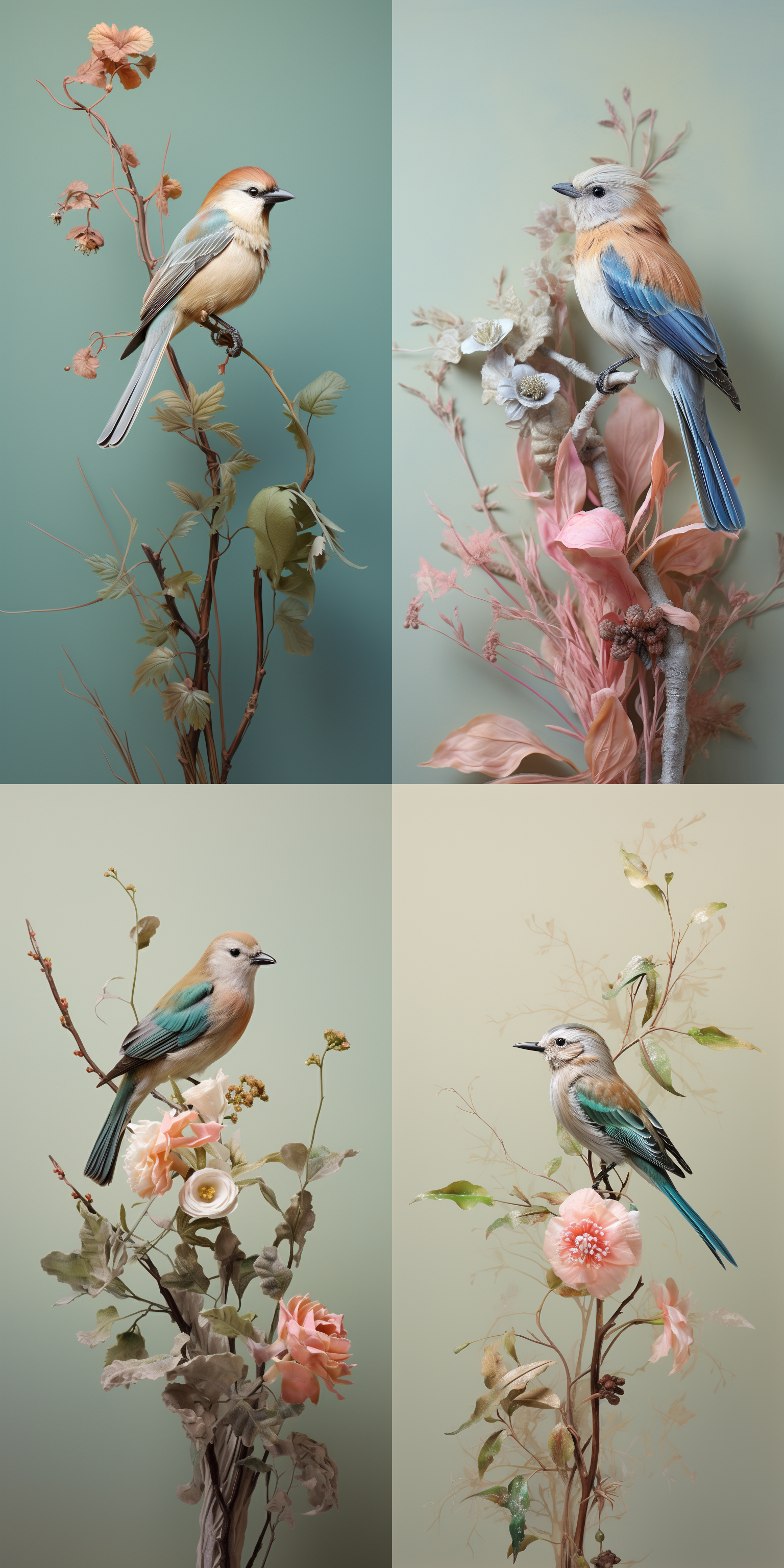 蒿草,芜蔚草,一只渺小的翡翠鸟,漂亮的羽毛,棕色,粉色,好看的构图,蕾丝,陈家泠,极简,裁切构图,鎏金,青花