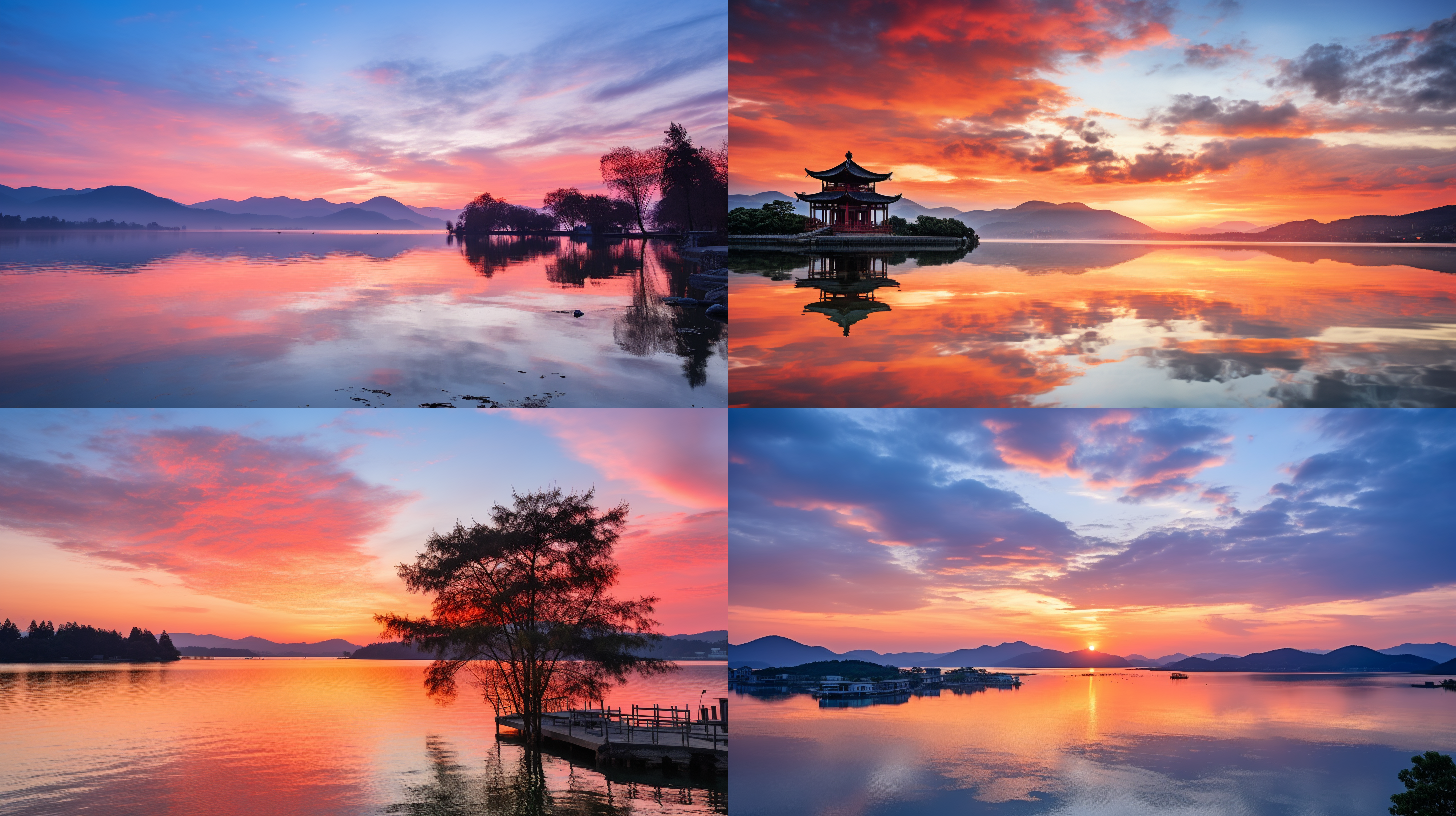 使用以下规格创建日出时浙江千岛湖的高分辨率图像:镜头类型:使用佳能ef 14 mm f / 2.8 l二振子结构镜头捕捉湖面景观的广阔和壮丽。照明：使用自然光捕捉日出的鲜艳色彩。 将相机放置在一个角度，可以捕捉到从空中窥视的阳光，营造出令人惊叹的光影效果。 构图：使用俯视角度拍摄来强调湖水和小岛的星罗棋布。 构图包括前景元素，例如白云或飞鱼，以营造深度感和规模感。 景深：使用较深的景深捕捉从前景到远水的清晰细节。 这将使图像具有清晰度和深度感。 相机设置:使用100的低iso可最大限度地减少噪点并捕捉场景的丰富色彩。将快门速度设置为 1/60 秒以捕捉云层的移动和太阳光线。 使用手动对焦确保整个场景都清晰对焦。 后处理:使用ai支持的后处理技术,例如hdr和色调映射,以增强图像的动态范围和颜色深度。使用色彩校正和锐化工具进一步提高图像的清晰度和细节