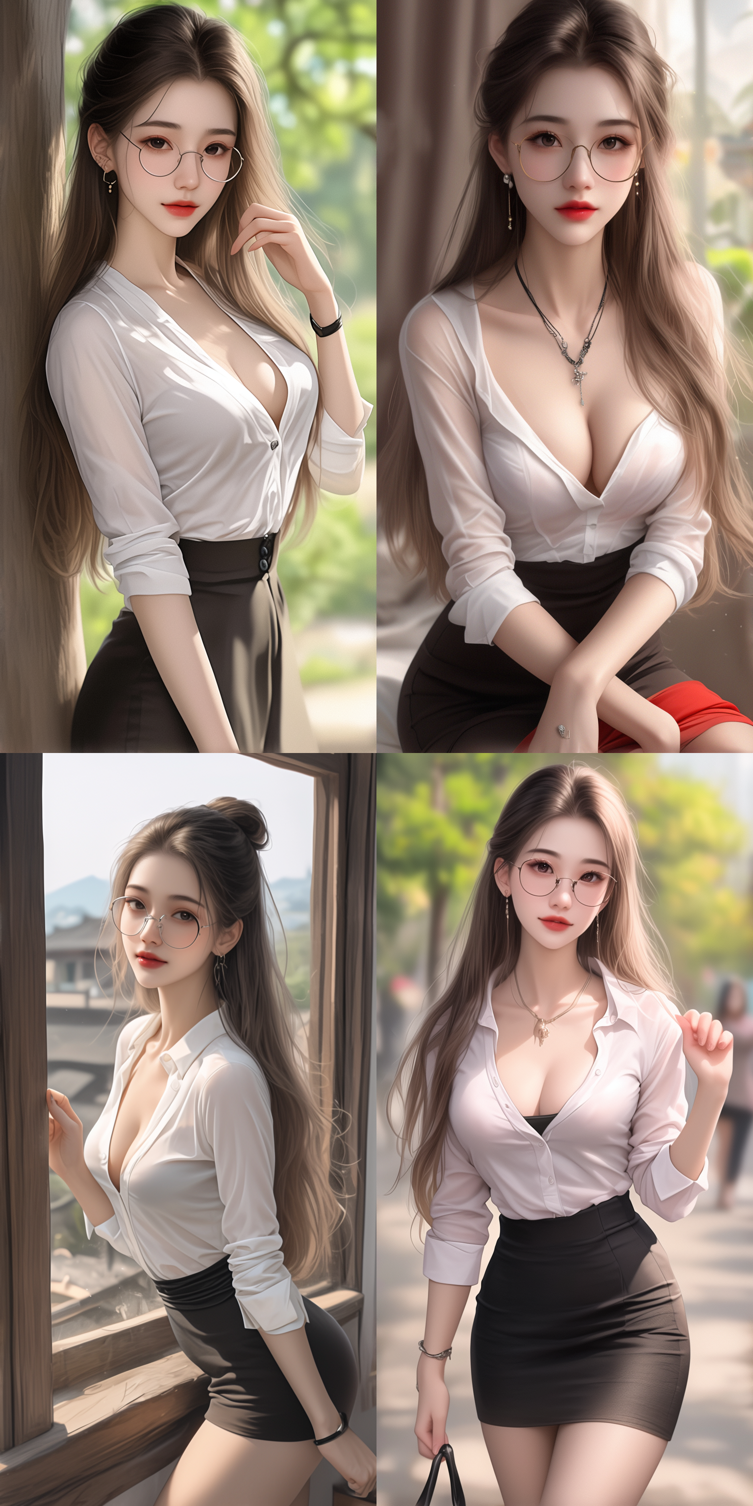 超清渲染动漫风格中国少女，银色长发，汉服连衣裙，温柔自信，全身角色，自然色调，远景透视，高亮细节，古装风格，静态放松，高清画质，细腻纹理，柔和光线，唯美氛围。