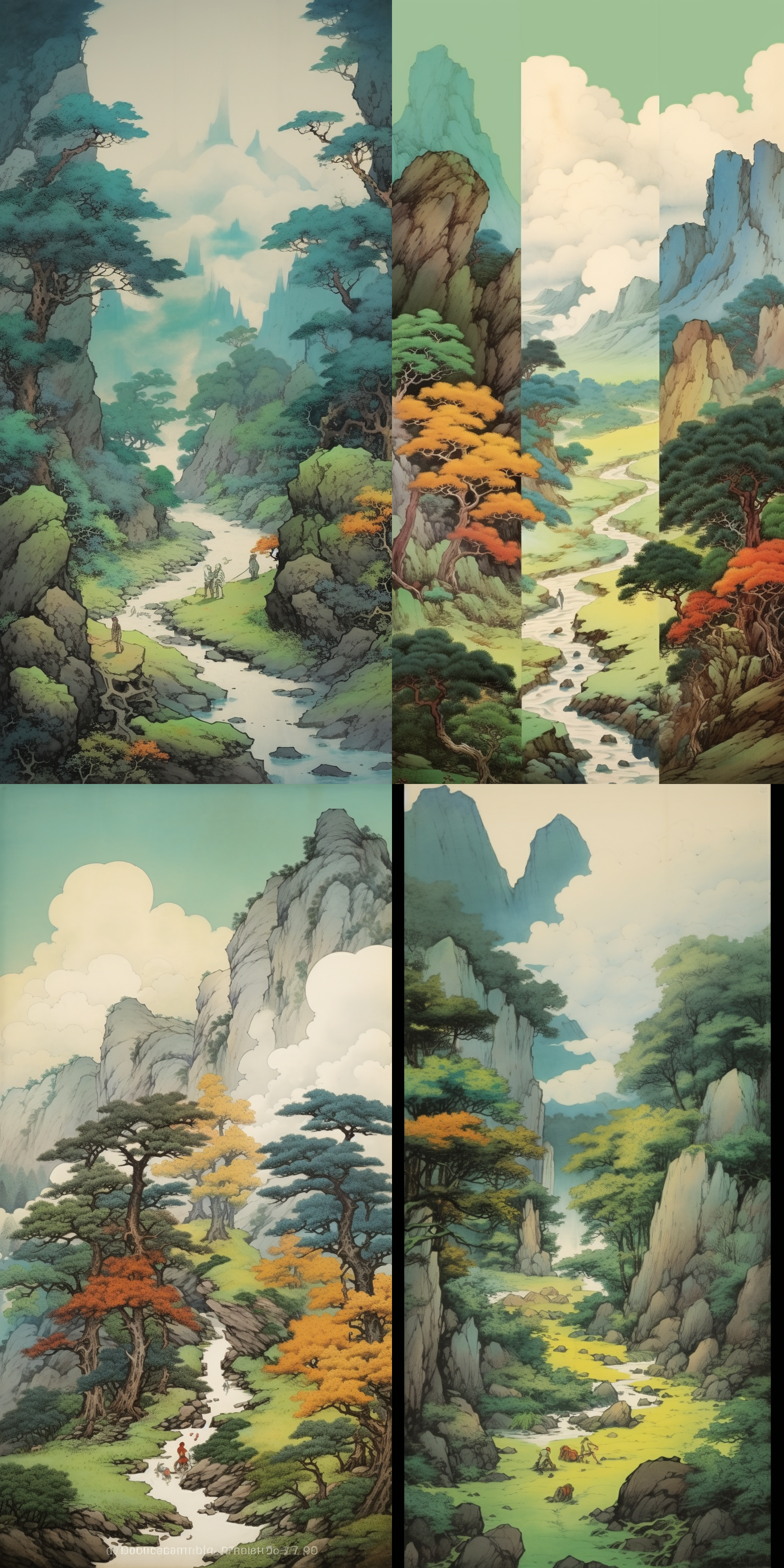 山水，乡村，in style of charles vess