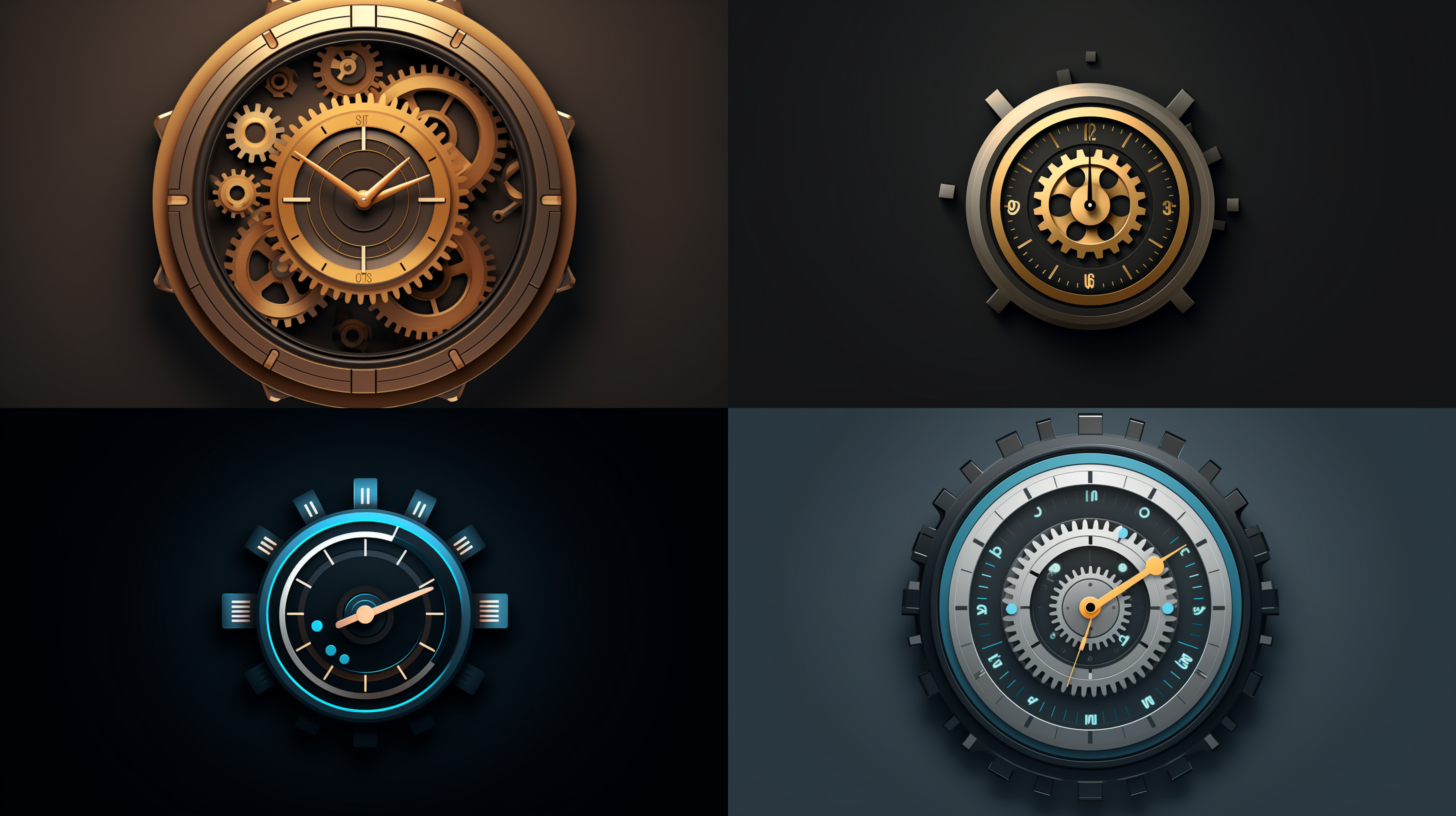 制作一个矢量图标，体现节省时间，提高效率，工业风格，使用齿轮和时钟元素，简约，oc渲染，现代感