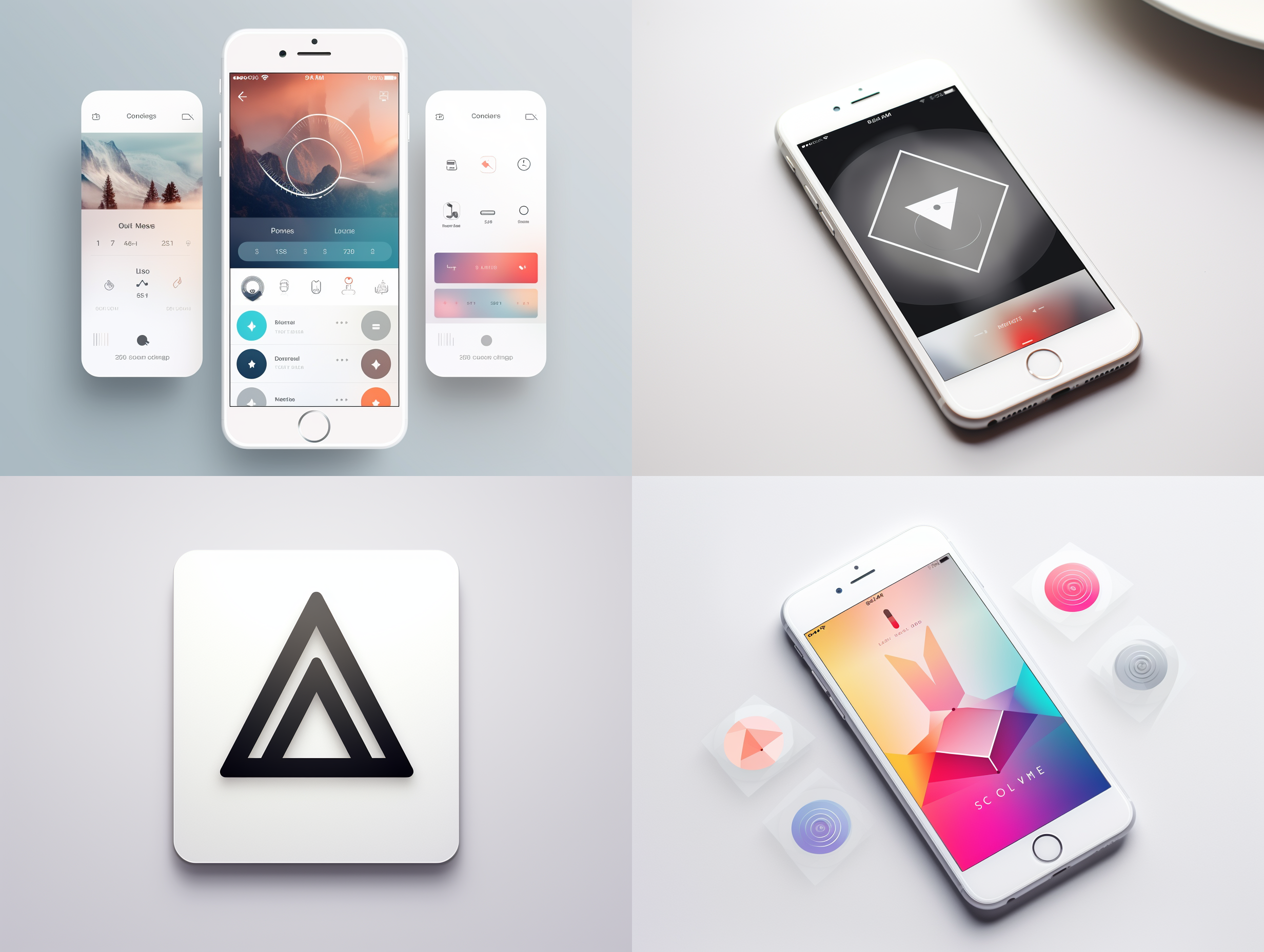 移动应用程序徽标设计，音乐电视拍照主题，简约风格，白色背景，简洁线条，平面设计，几何形状，现代感，扁平化，单色，对称布局，创意组合，视觉焦点，清晰可辨。