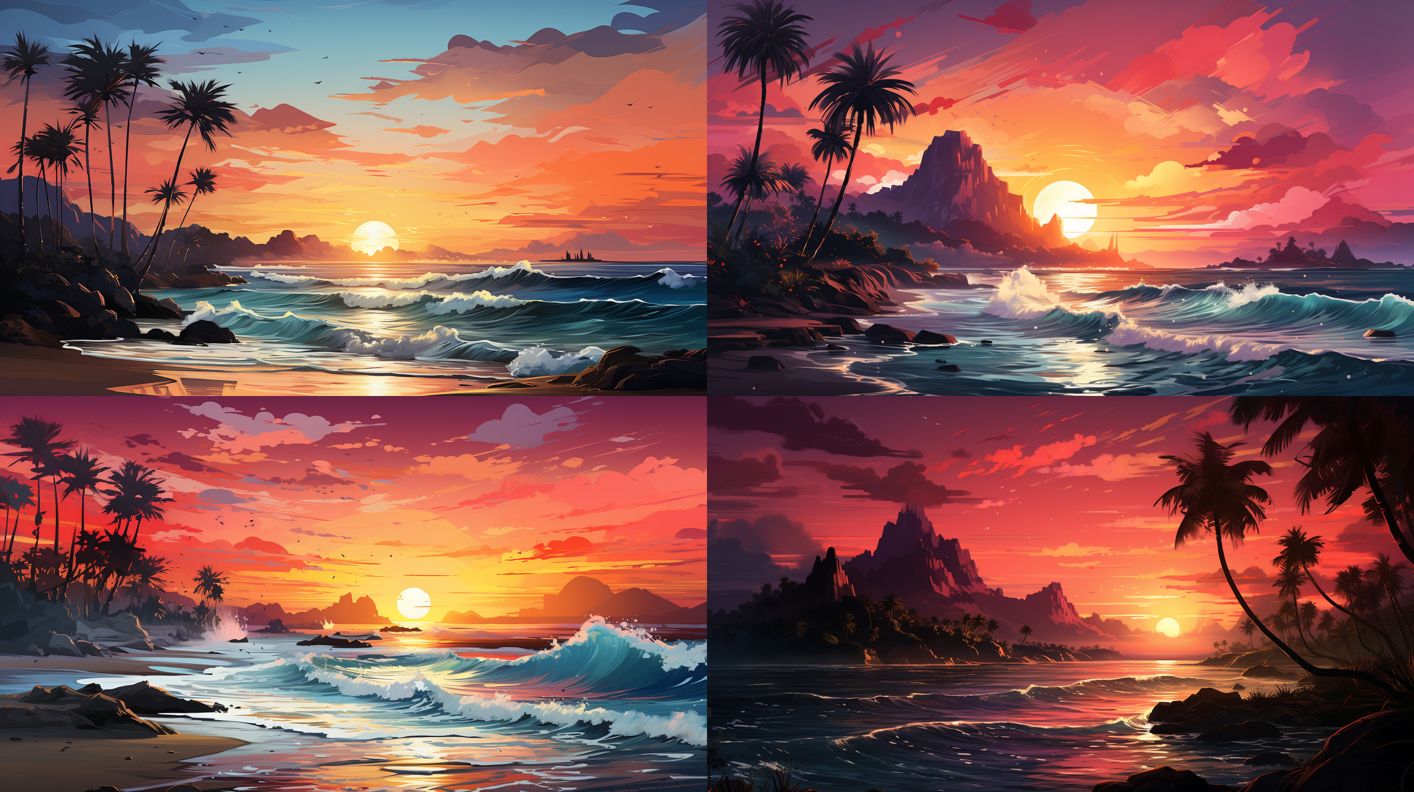 生成一张适合做手机主题的壁纸，夏日夕阳，唯美，阳光通透，细节丰富，水彩风格