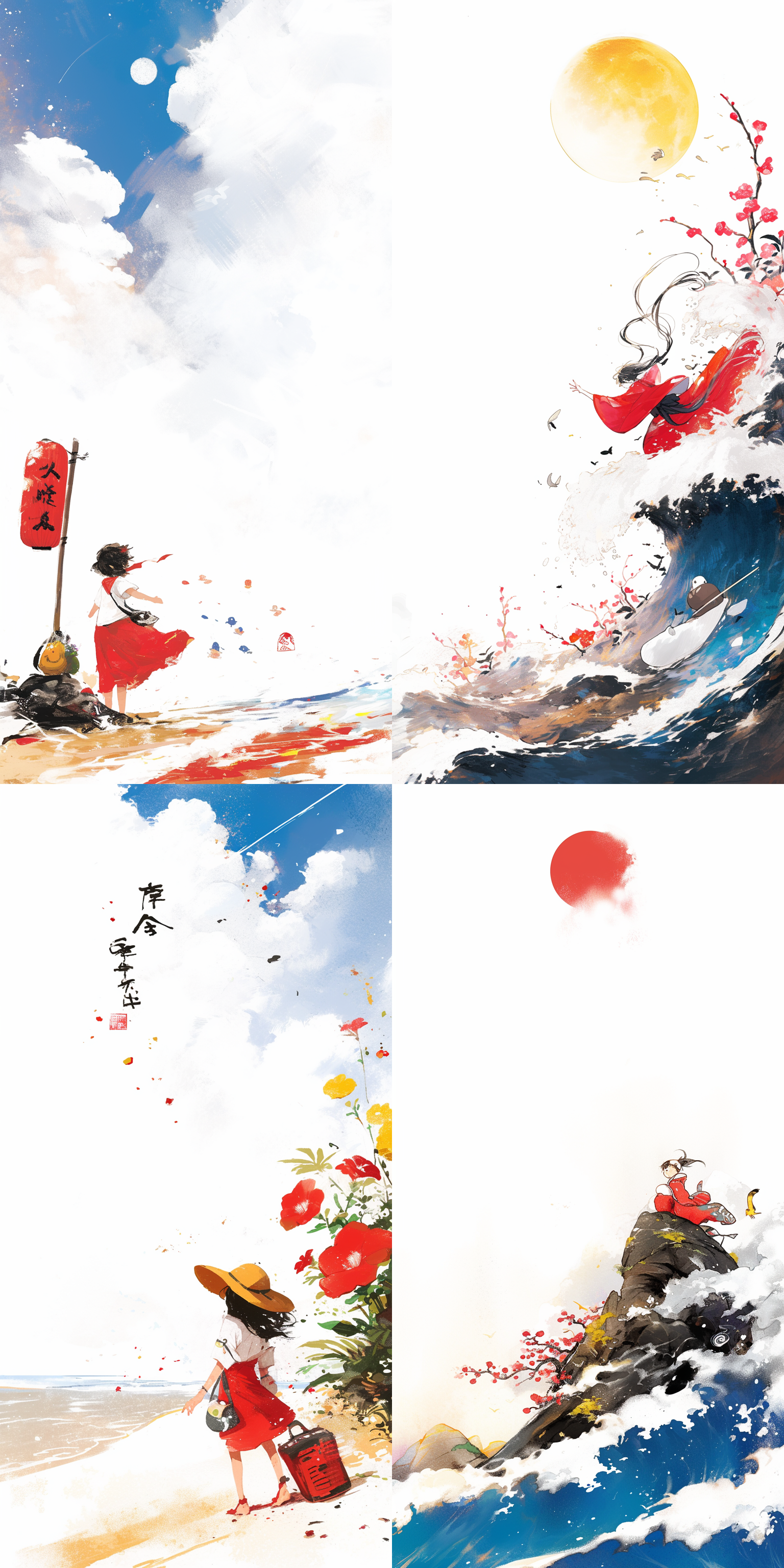 海边，月亮