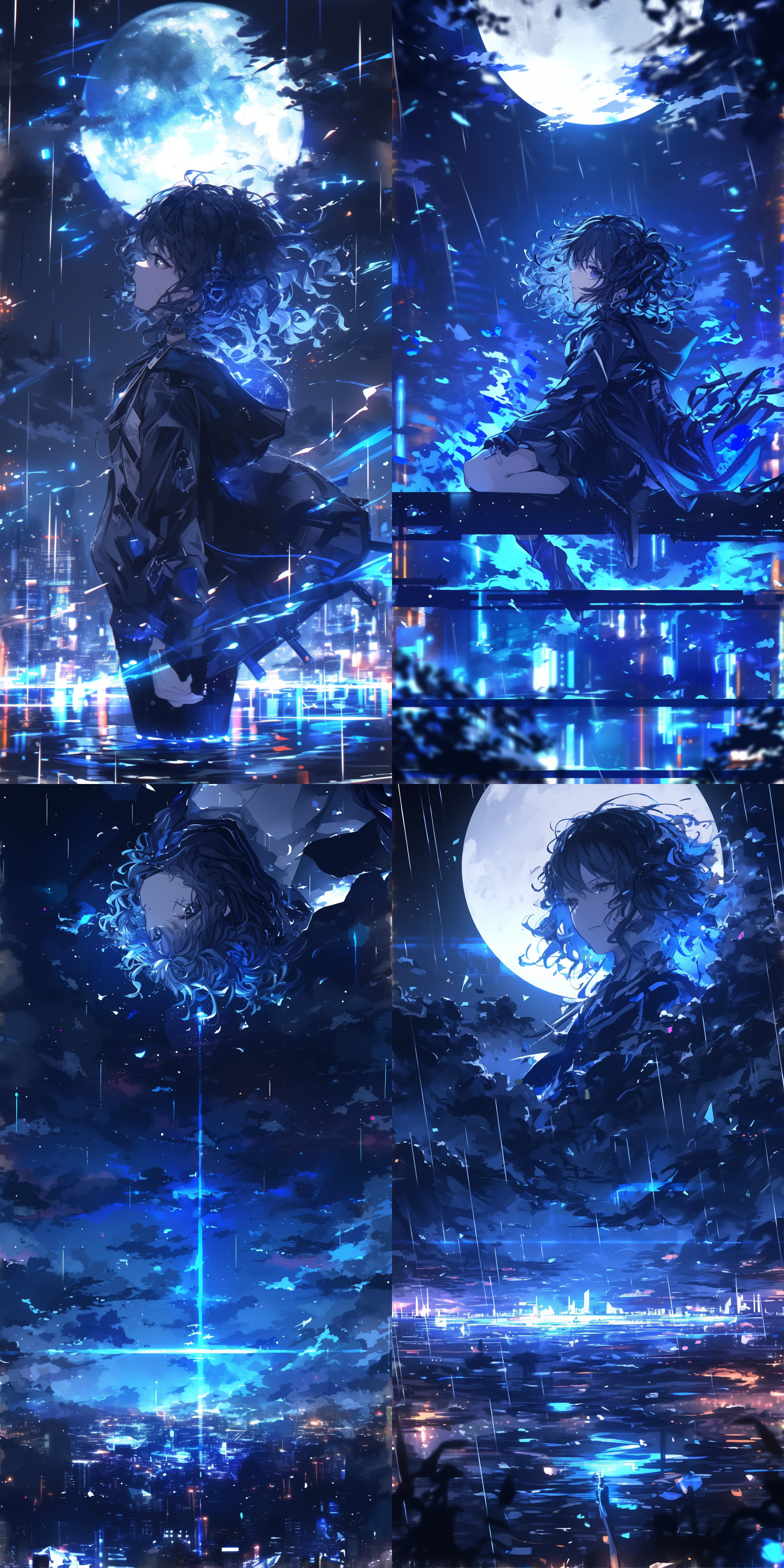 星空月亮，广角镜头，夜空，高清晰度，低光环境，自然光，慢快门，宁静，深蓝色调，月亮明亮，星星点缀，宇宙浩瀚。