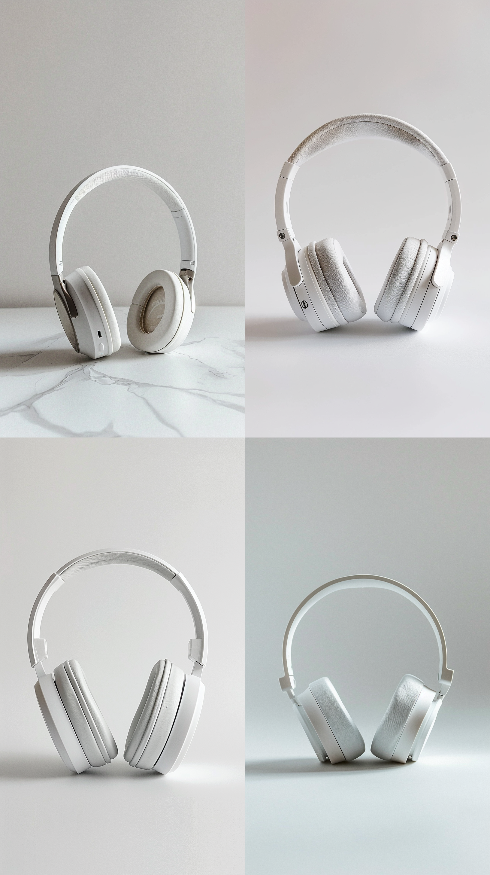 蓝牙耳机产品图，白色背景，正面视角，高清晰度，细节丰富，金属质感，冷色调，自然光，微距镜头，静物摄影，简洁，现代感。