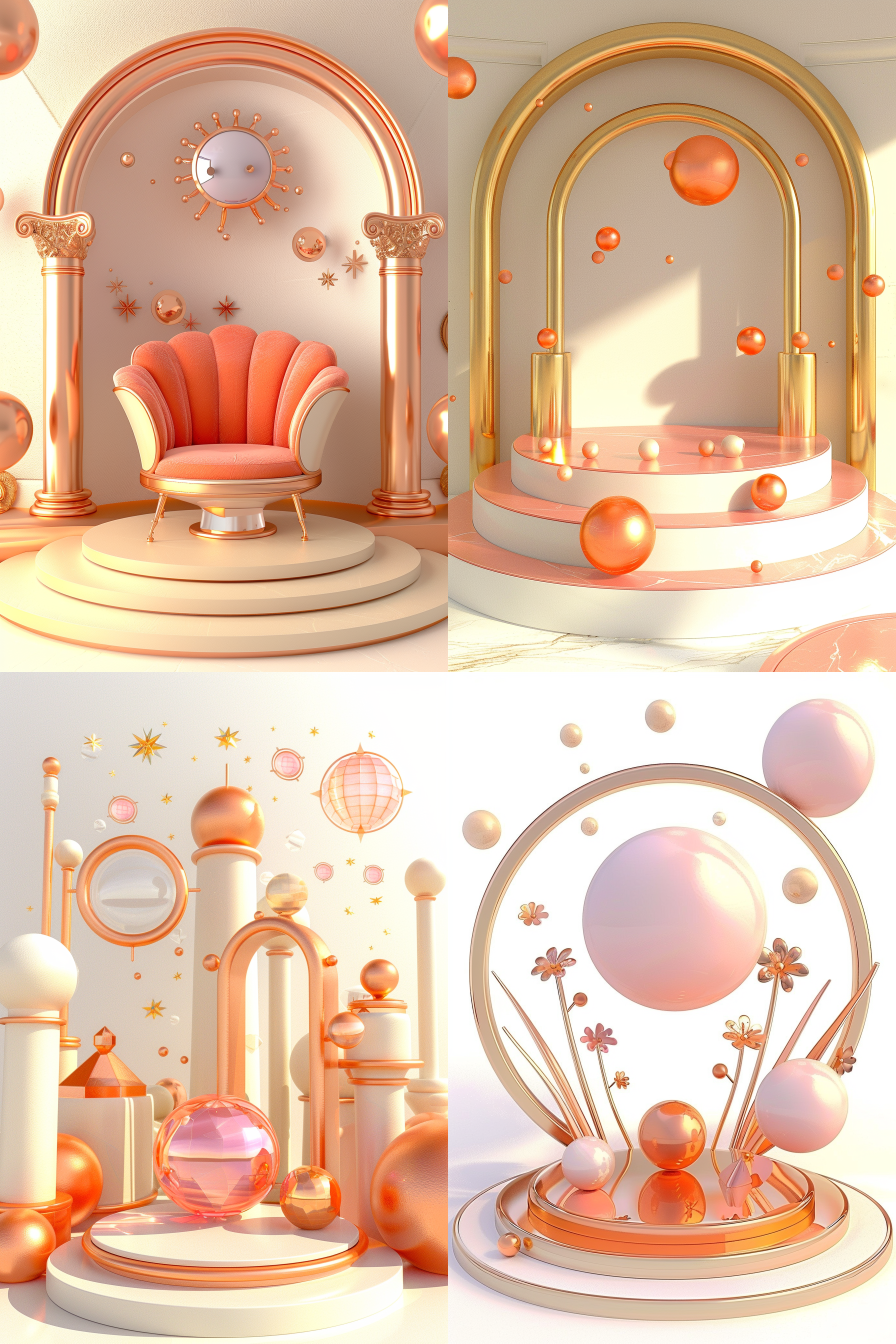 电商3d立体海报背景装饰 3d立体,c4d,电商,海报背景装饰,几何图形,金属色, 全身