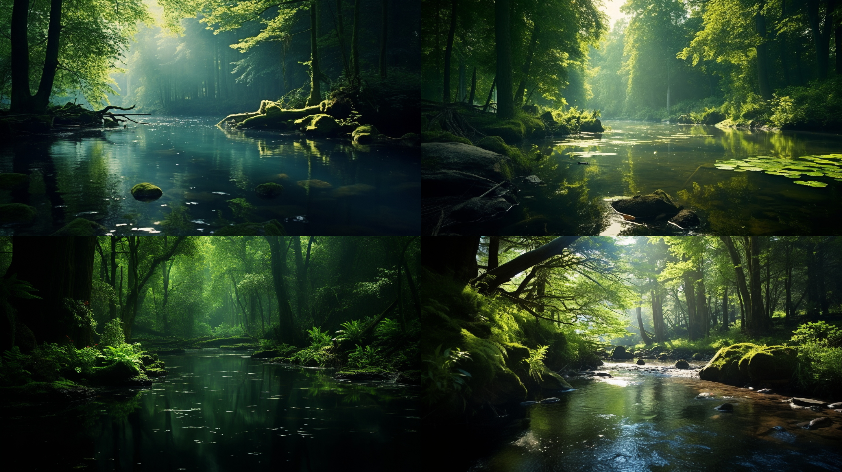 mystical forest lagoon, greens), time - lapse, by jörg immendorff, very relaxing, green ratio, inspired by martin benka, forest in the morning light, aspect ratio 16:9, bbc earth, by ismail gulgee, zen aesthetic, very very beautiful!, smooth noise, smoothed