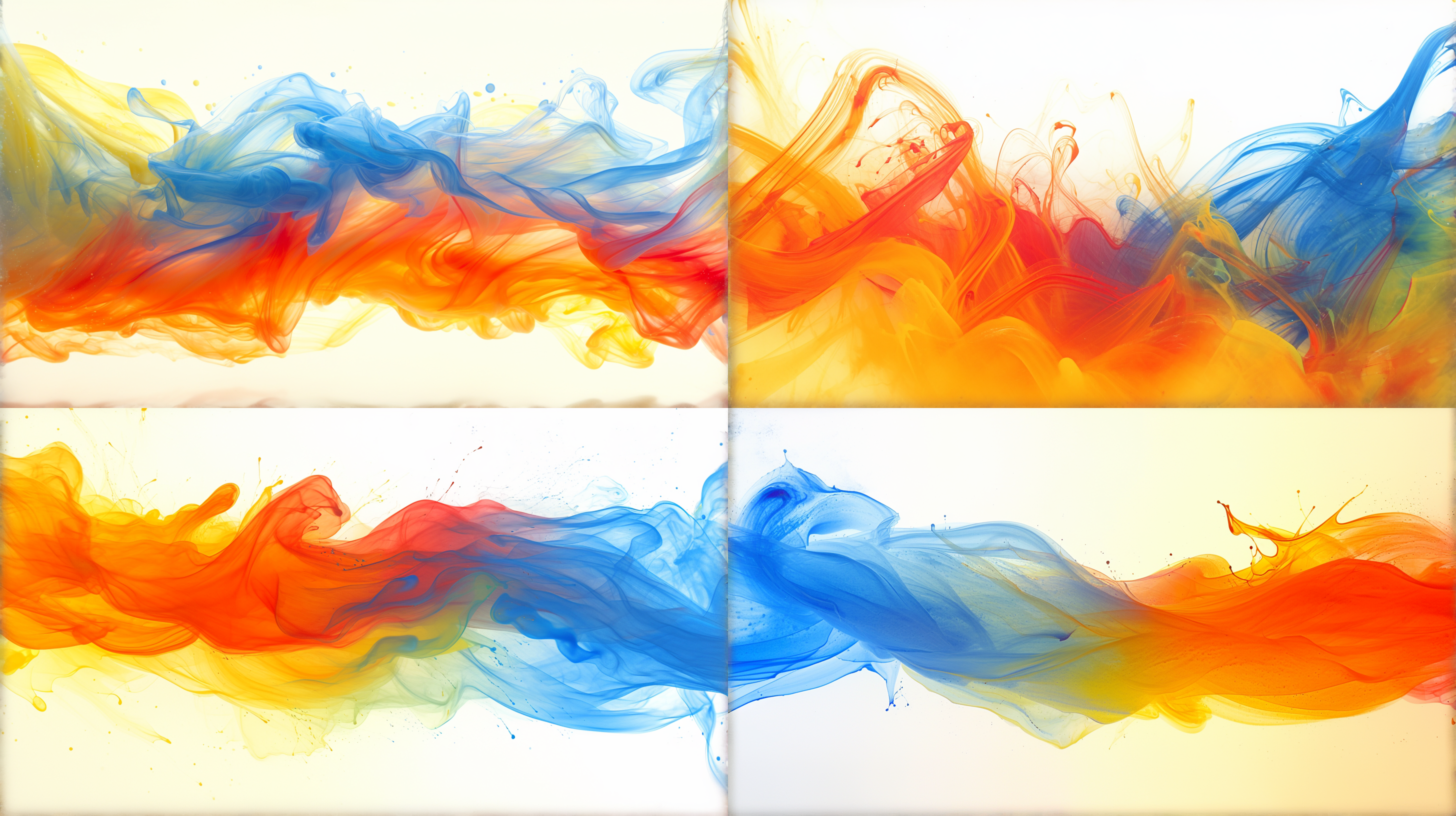 油墨背景，从左上到右下的路径，颜色丰富，白色背景，绿黄蓝红