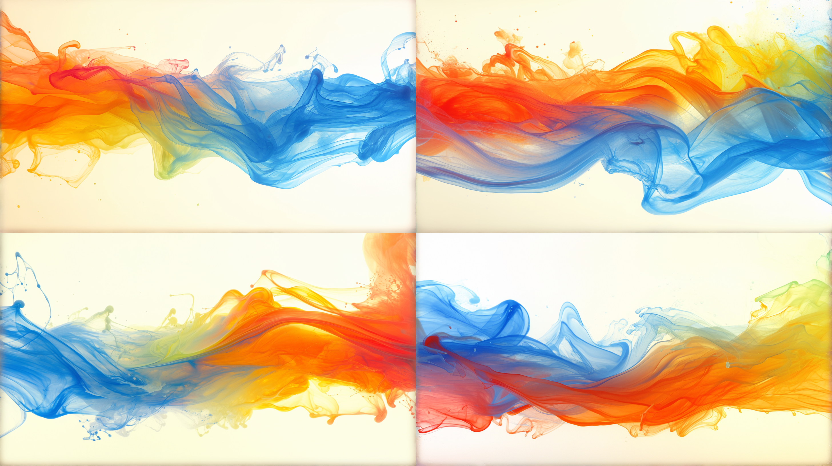 油墨背景，从左上到右下的路径，颜色丰富，白色背景，绿黄蓝红