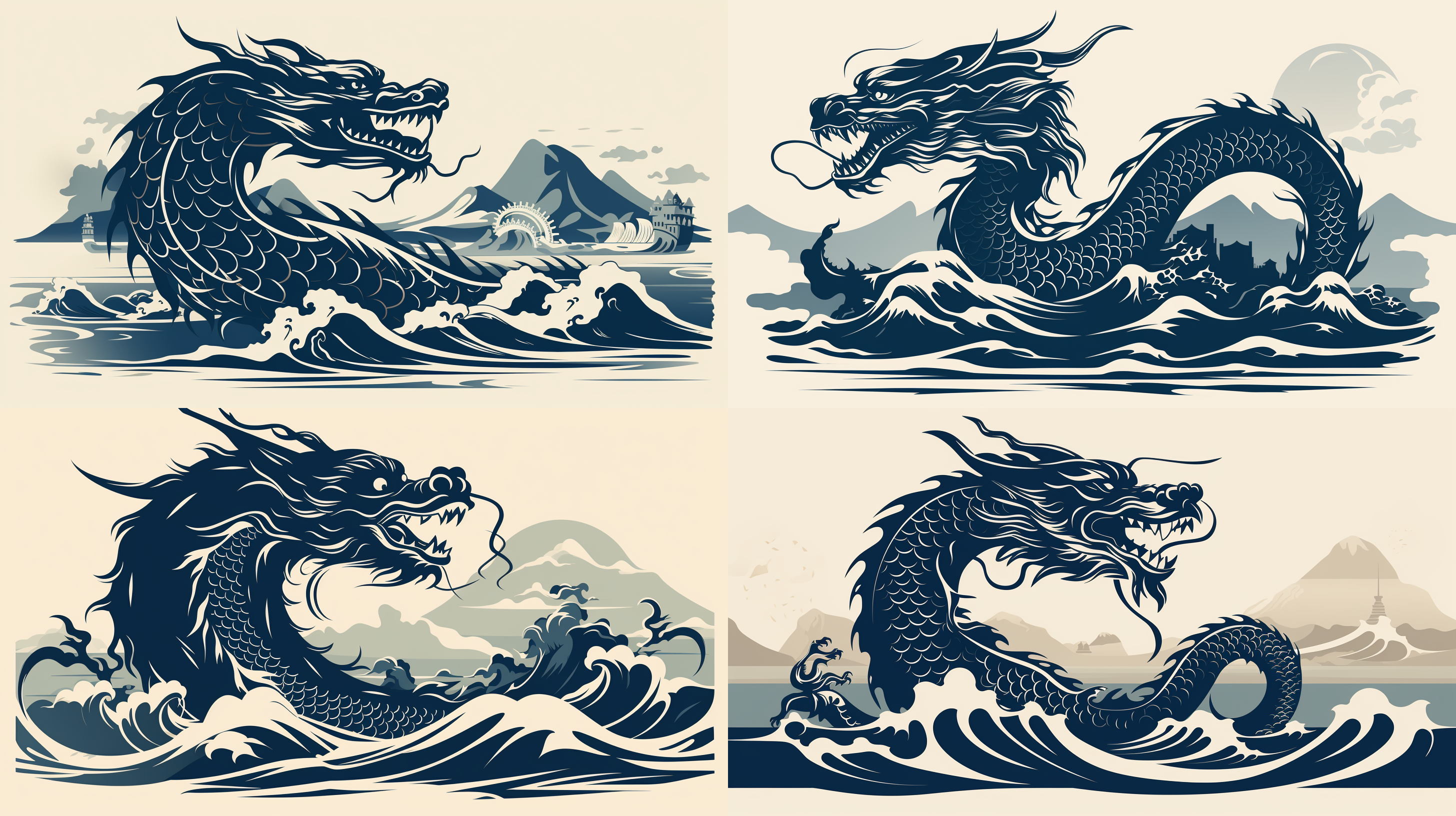 龙船剪影，2d平面矢量图案，侧面视角，龙头向前，龙头与船体流线顺滑连接，传统风格，简洁优雅造型，专业感，单色调，扁平化设计，线条流畅，几何图形，静态展示，文化象征。