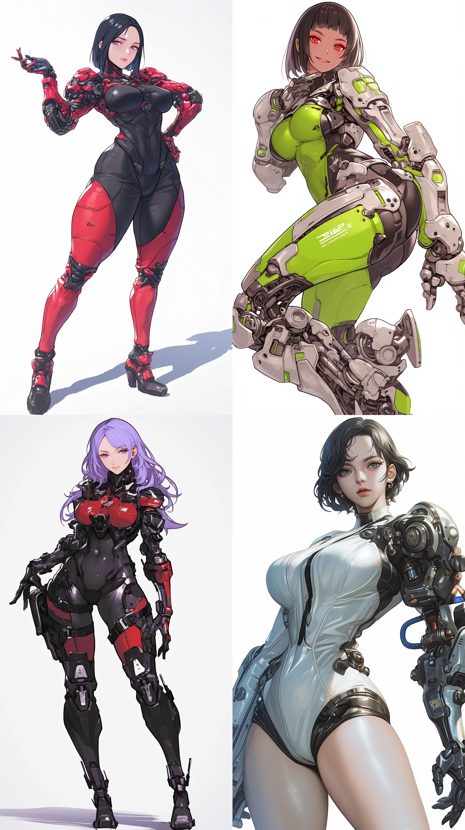 美女穿紧身战斗服，s形身材，四肢修长，科技护甲，动态感，高清画质，细节丰富，卡通渲染，二维插图。