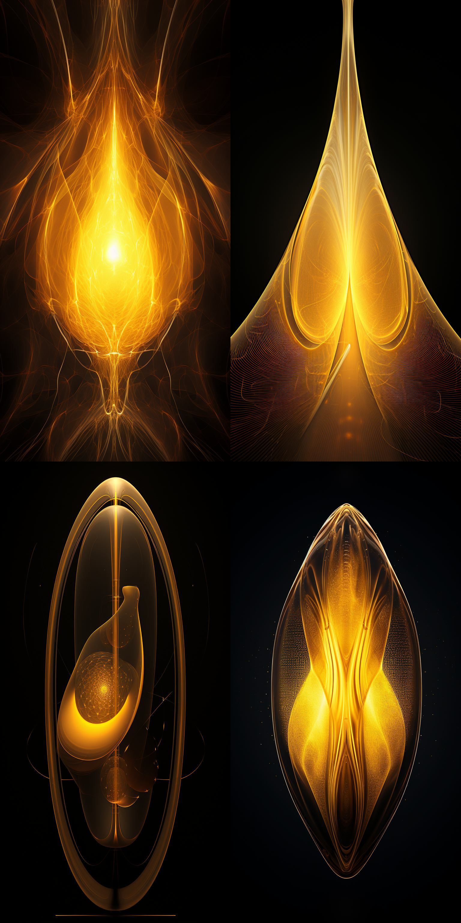 黄色蚕茧，极简线条画，分形分裂，星空背景，白线构成，极简网格，抽象艺术，强烈对比，流畅线条，几何分割，视觉冲击，科幻神秘感，高清细节，冷色调，长曝光，广角镜头，背光。