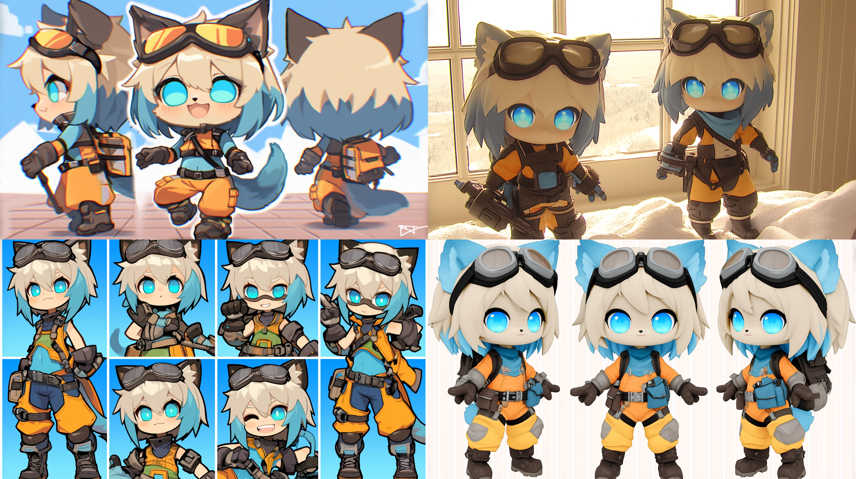 front view, side view, back view, full body, three views, cute felis catus, visible blush on the face, smiling face, standing, blind box chibi, bubble mart, ip design, high permeability resin material toys::, pastel color, studio light：：, octane render, 3d::, c4d, blender, hyper quality, ultra hd, 8k ceramic.