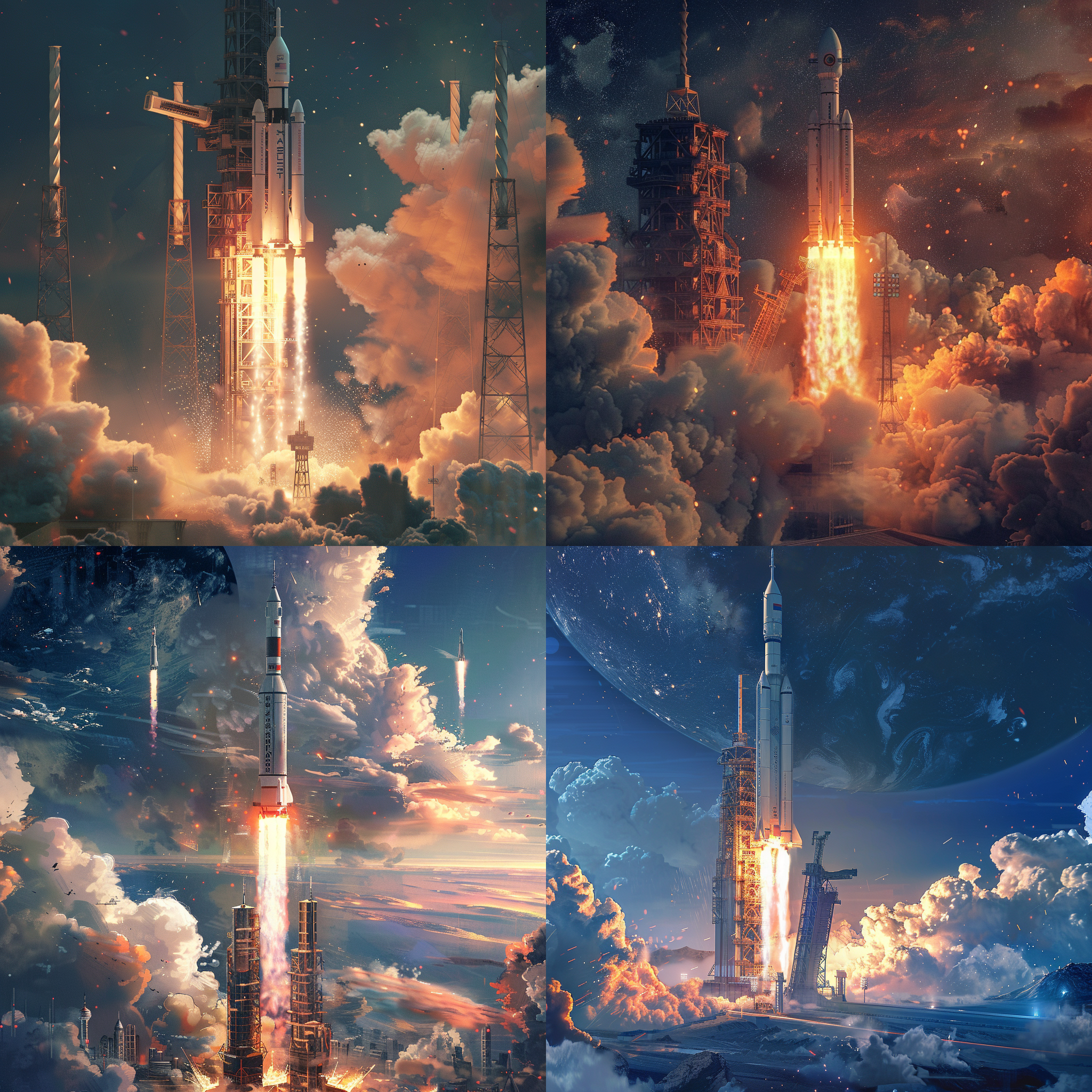 中国航天，火箭发射，火箭飞行，伟大的作品，丰富的细节，8k