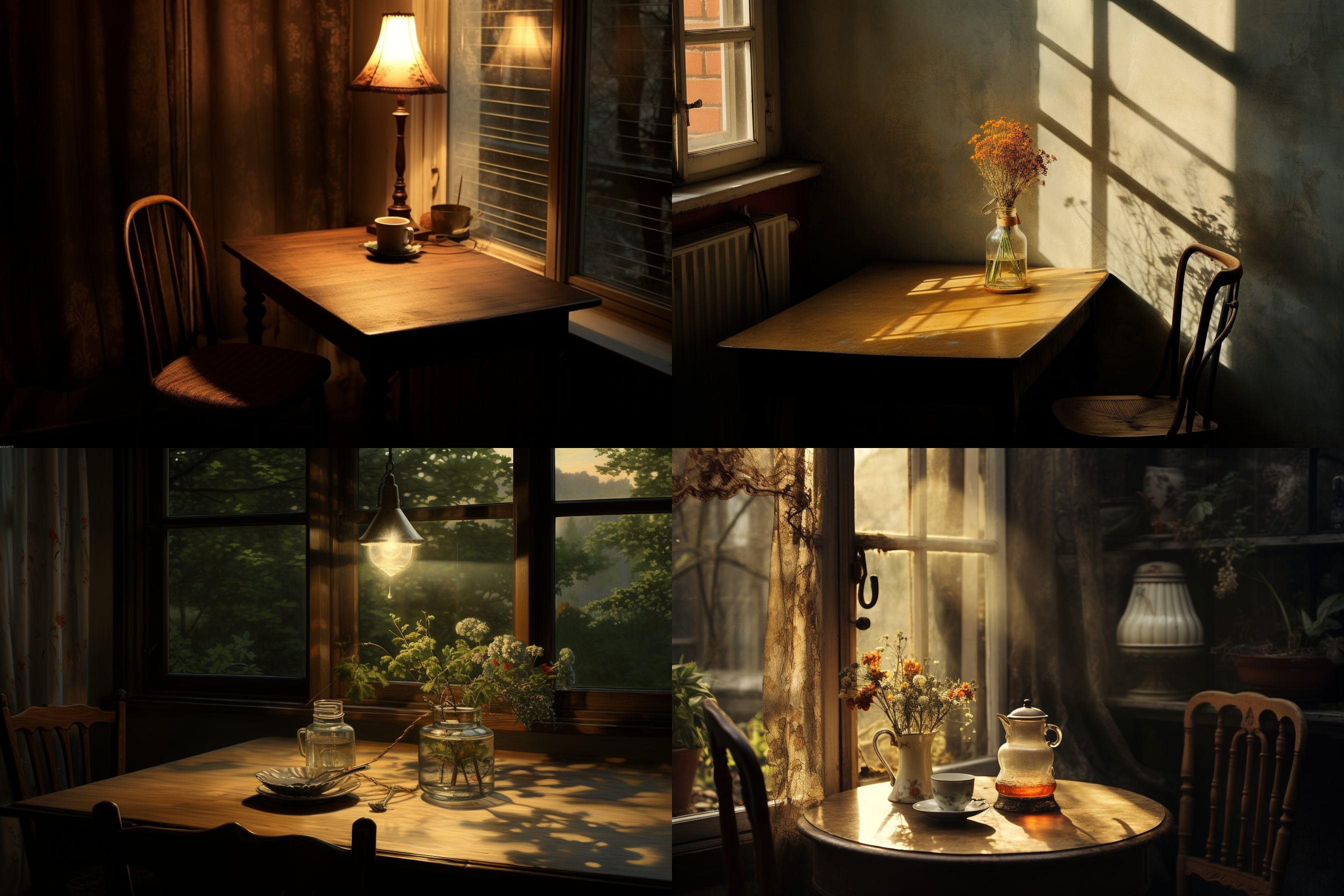 桌子，窗外光线