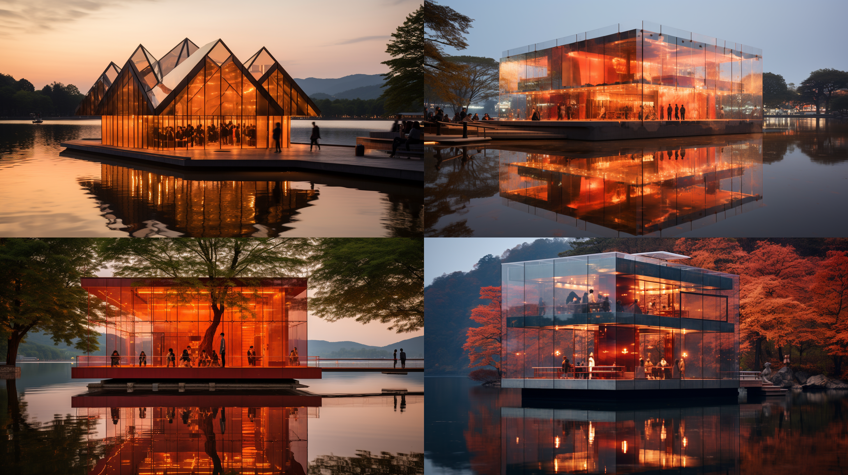 30平米，邮政文创亭子，中国的，在湖边