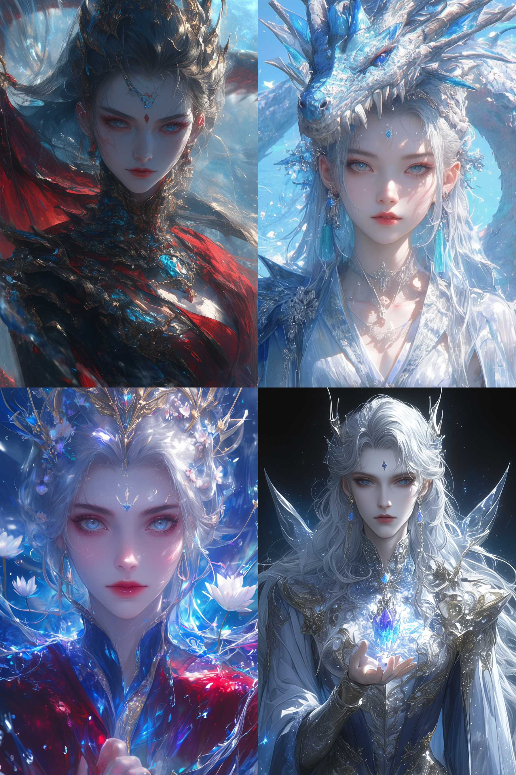 动漫cg艺术，皇室女性，精致面容红唇，网红脸，神秘女武神，奇幻4k，🎀 🪓 🧚，黄光剑风格，海之女王，湿婆，花城，细腻肌肤质感，深邃眼神，华丽头饰，海洋背景，动态水波，冷暖色调对比，高光细节，柔光效果，神秘氛围。