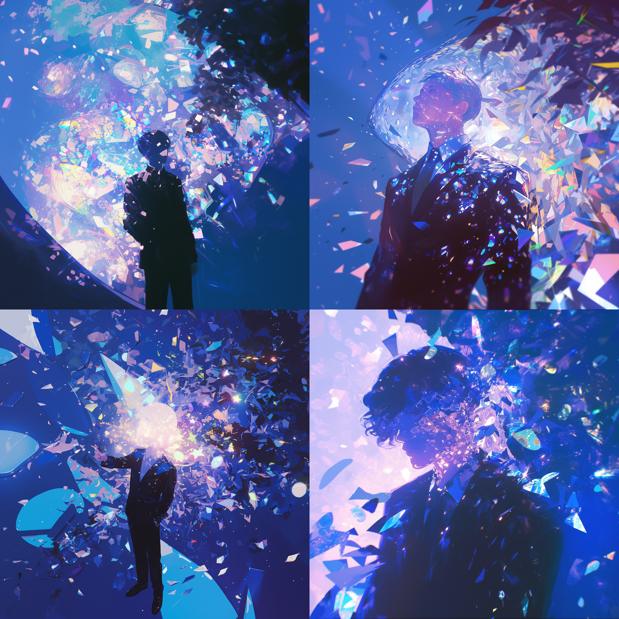 银河星波未来主义风格的月球朋克时尚摄影，真人大小的五彩纸屑，空灵的超现实主义景深，扭曲的现实，低调的高级时装科幻运动服，男性，霍尔加中画幅相机