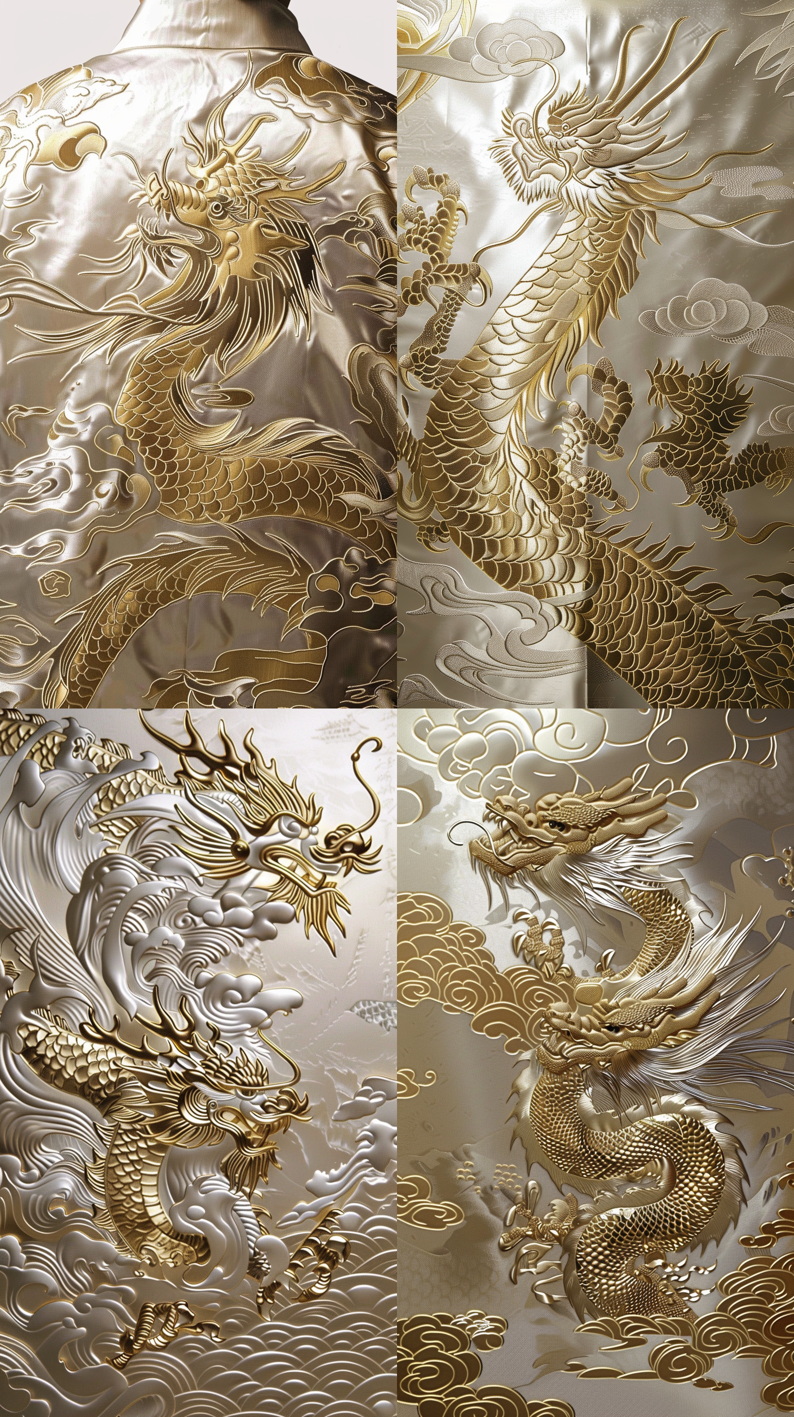 中国美学，龙纹图案，纯白背景，精巧工艺，金属质感，高光，丰富细节，对称构图，传统与现代结合，静态美，文化象征，微距镜头，自然光，低调奢华，沉稳色彩。