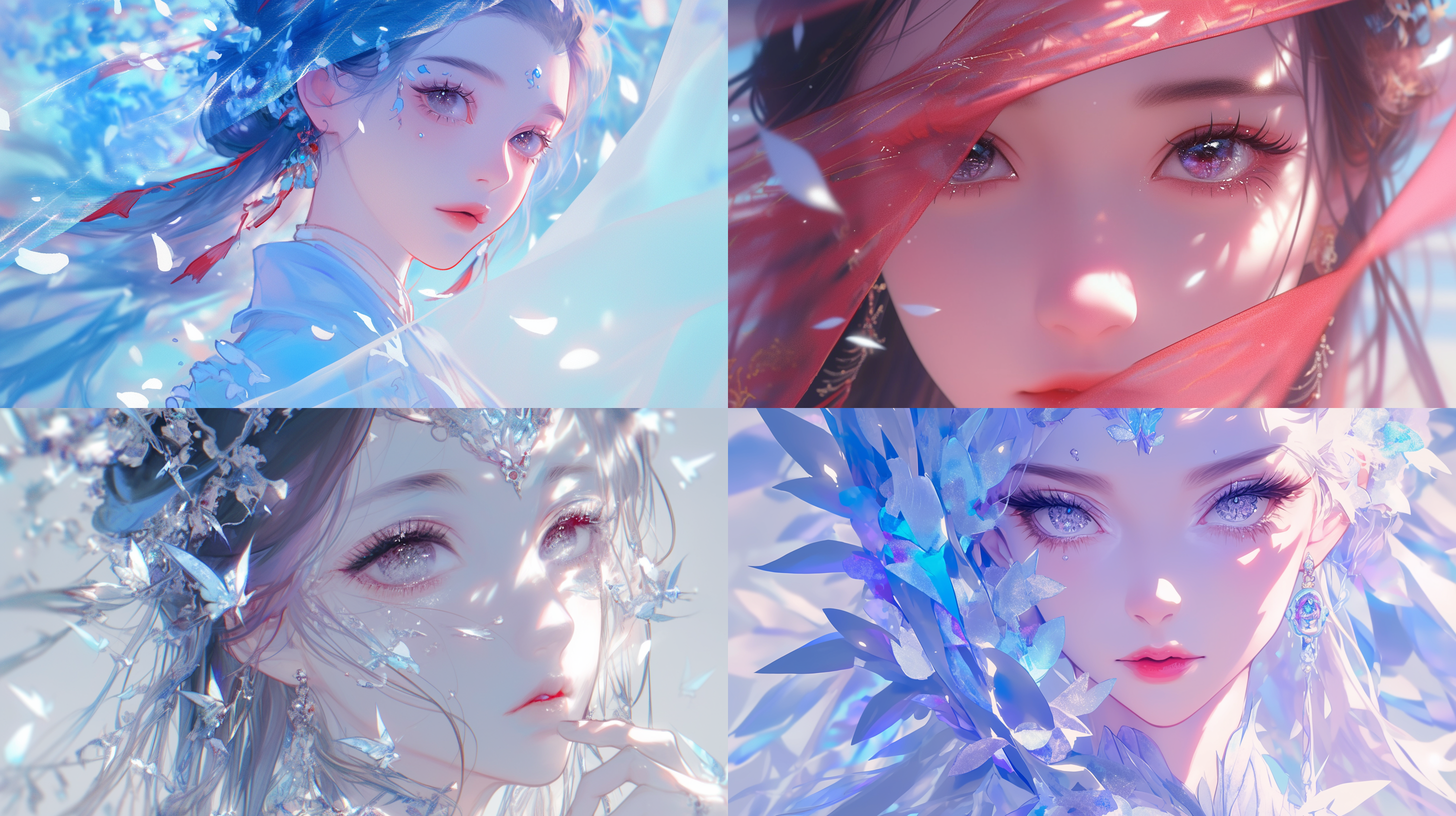 云灼轻颤的睫毛下是一双清透的双眸，她目光往自己的身旁轻轻看了一眼，那虚无的鬼魂正执着地跟在她的身边，动漫美学，高质量，高分辨率，4k，艺术家夏达，手绘，中国国风