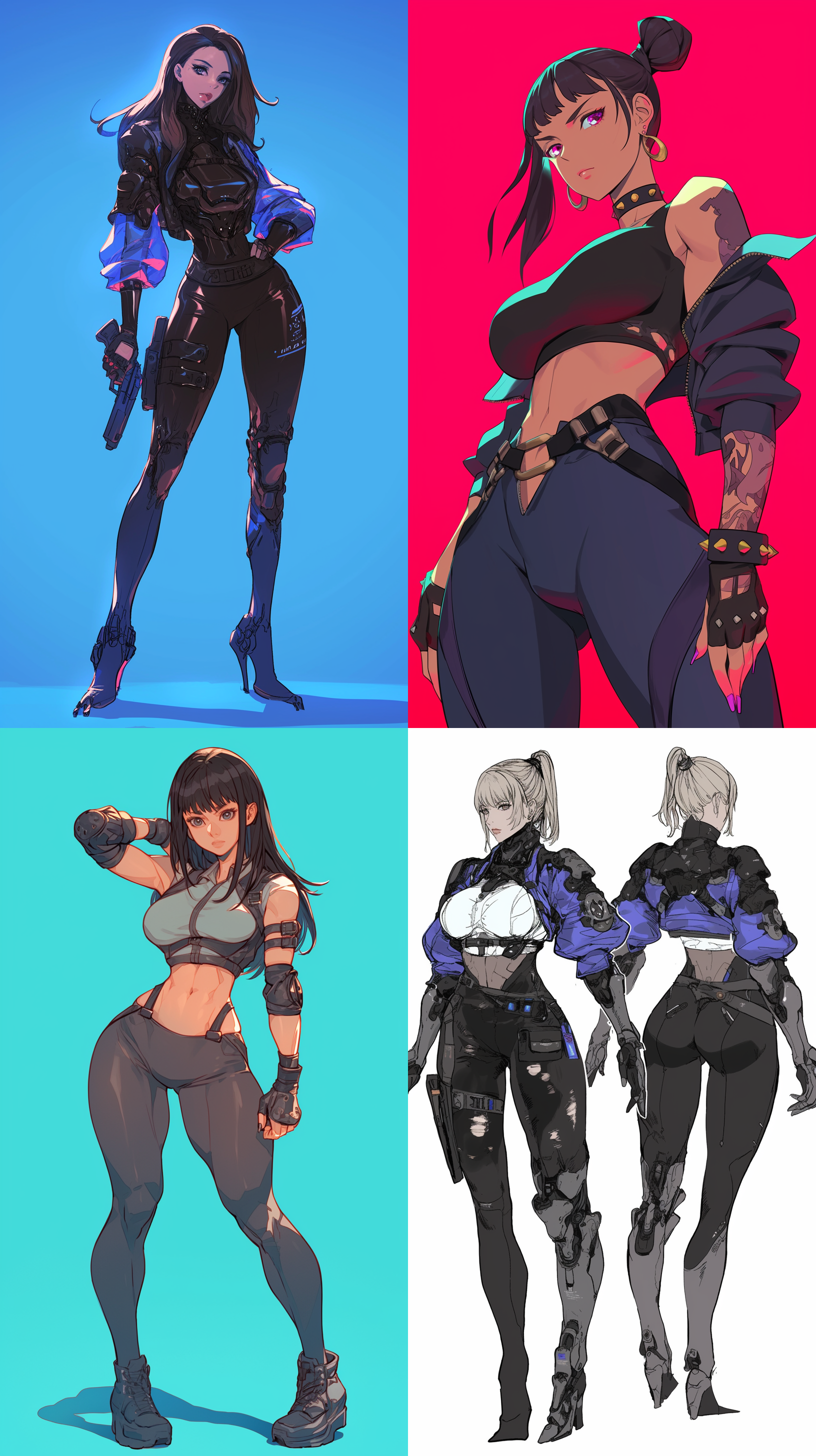 女孩穿紧身服，身材高大苗条，四肢修长，二次元动画风格，少女风，动态感，高清画质，细节丰富，超级细节，高清画质，战斗场景，侧光。扁平风格，快速动作，冷色调，线条清晰，背景简洁，表情专注，力量感。