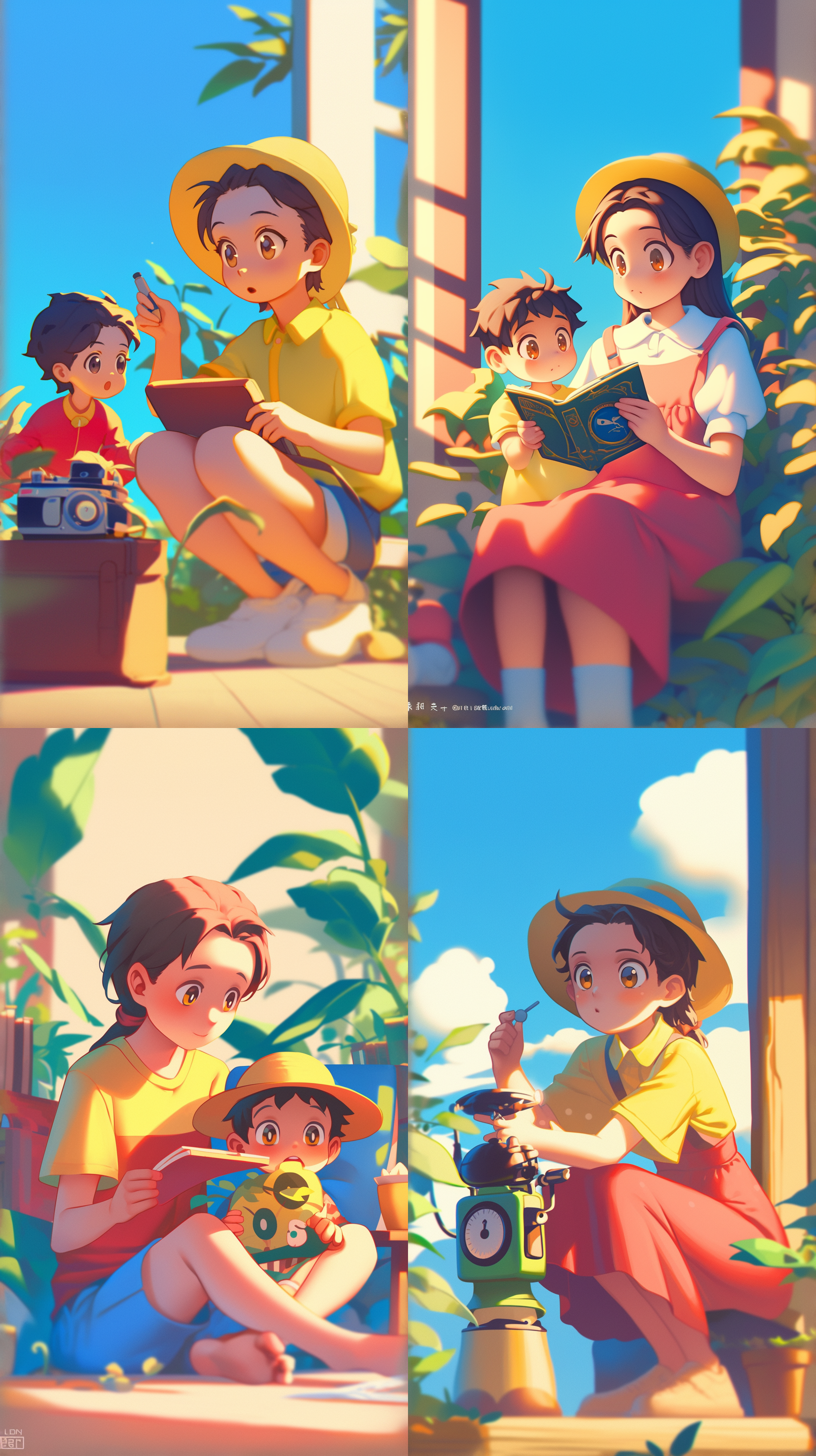 妈妈指着时钟教小杰看时间，特写镜头，温馨氛围，室内场景，自然光，柔和色调，专注表情，学习。