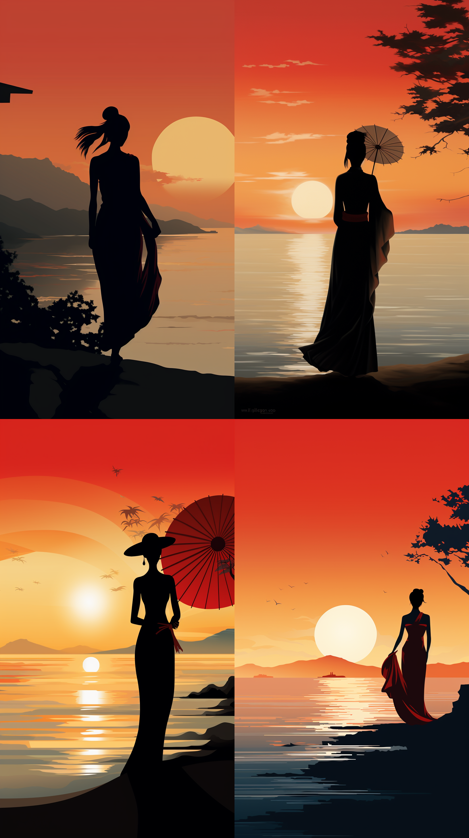 早安，中国女人，海边背影