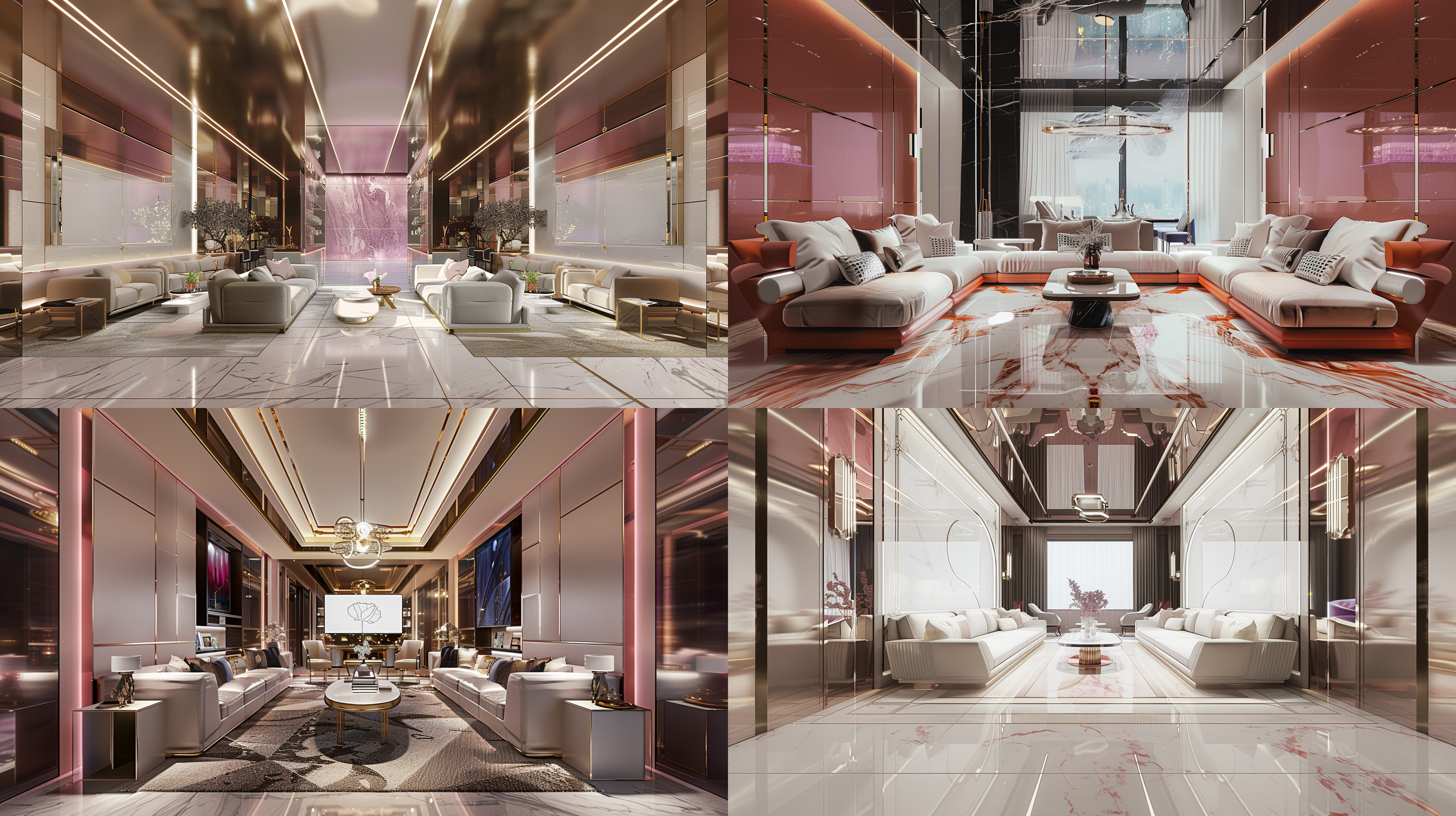 轻奢豪华包房，浅色大理石地面，明亮柔和灯光，简约大气设计，吊顶墙面造型，沙发茶几单椅，美学优雅，正大视角，细节高清，自然光，广角镜头，室内设计，舒适，现代感，金色点缀。