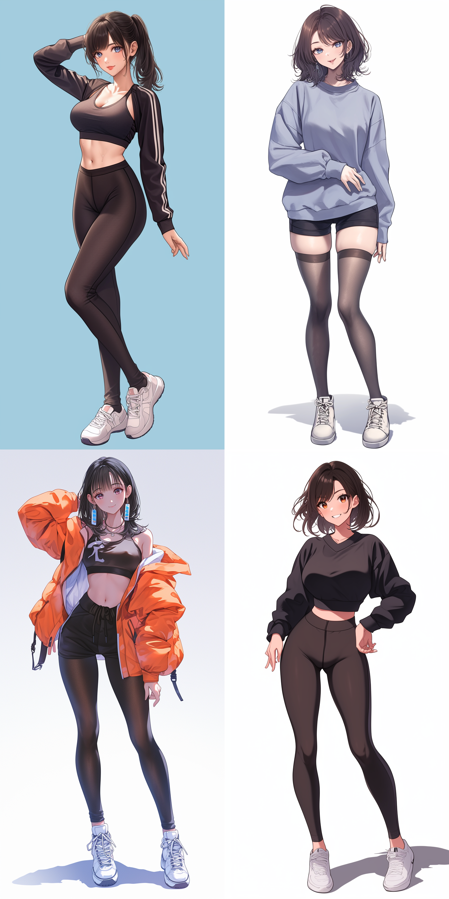 女孩穿紧身衣，身材高大苗条，四肢修长，少女风，日漫风，动态感，高清画质，细节丰富，超级细节，高清画质，运动场景，自然光，长焦镜头，快速移动，活力四射，明亮色彩，自信表情。