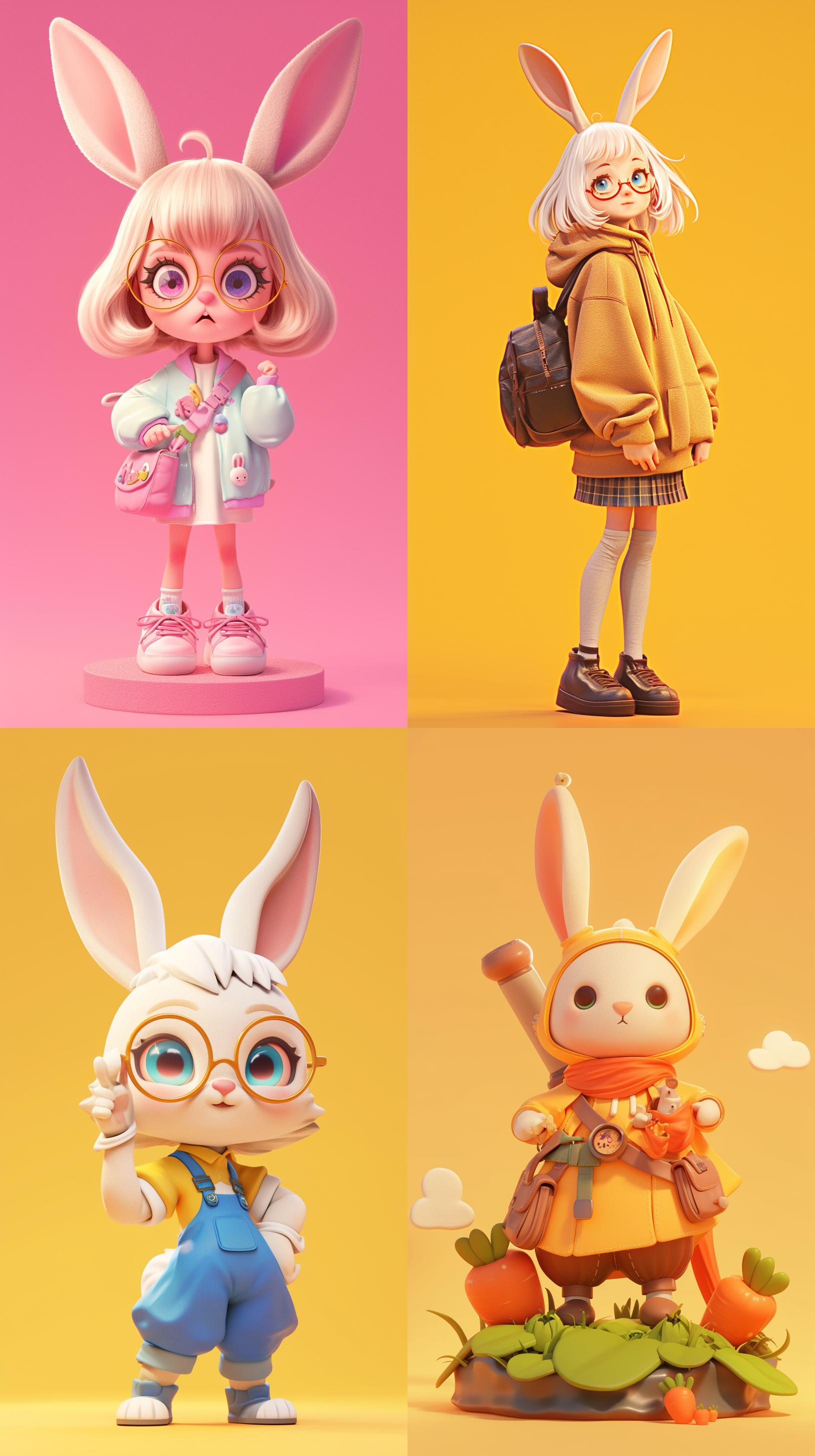 小兔子乐乐皱眉，生气，惊讶，紧张，森林背景，皮克斯动画风格，超真实渲染，高角度拍摄，明亮色彩，迪士尼3d卡通风格，柔和光线，细腻纹理，高清，近景。