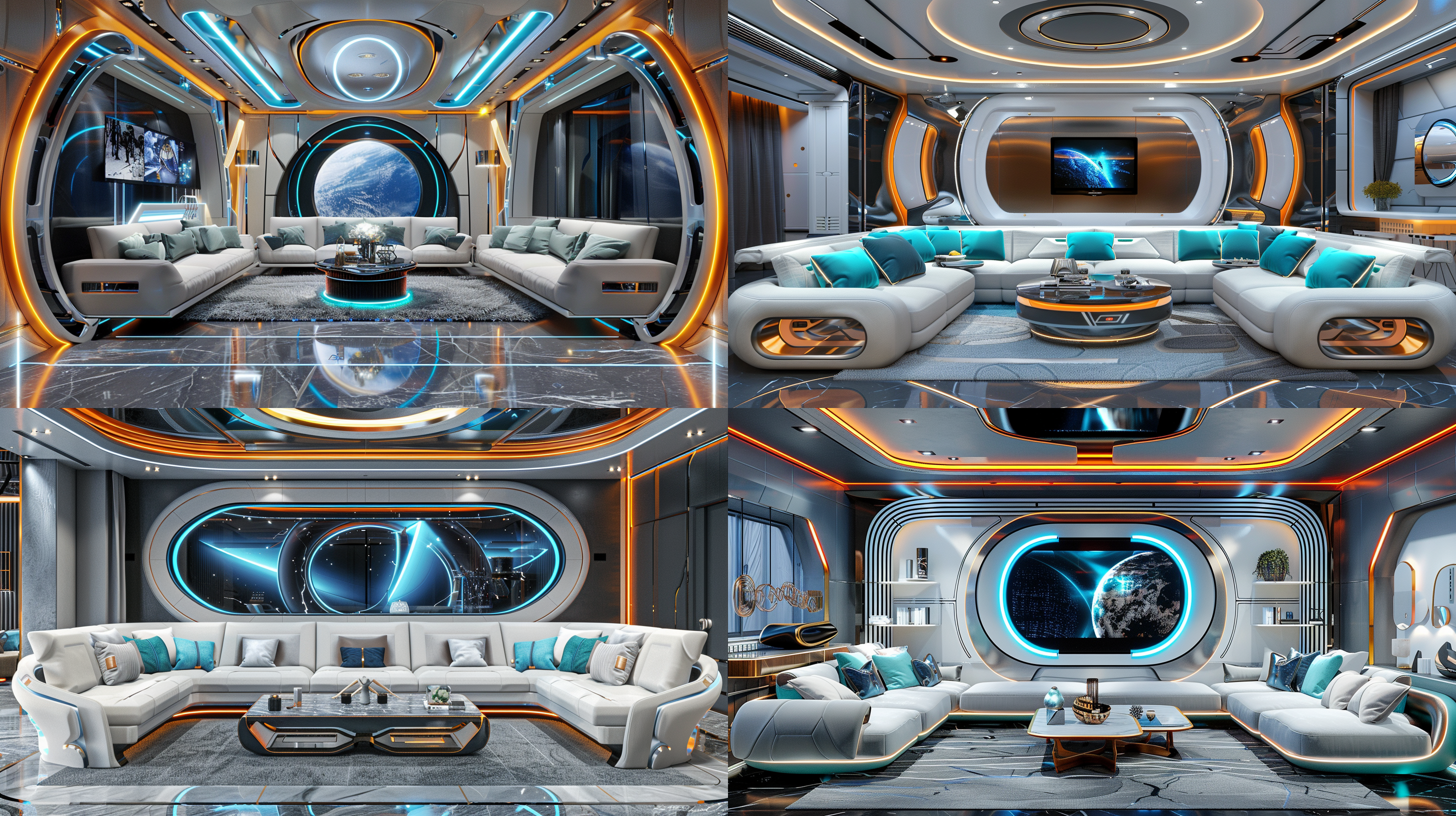 没有窗户的室内封闭包房，奢华灯光璀璨，设计感豪华沙发茶几，暗色调，中性风，氛围感强，舒适清晰线条，奢华大理石地面，金属质感，高级感，夸张吊顶和金属墙面造型，高清细节，真实感，超写实，正打广角。