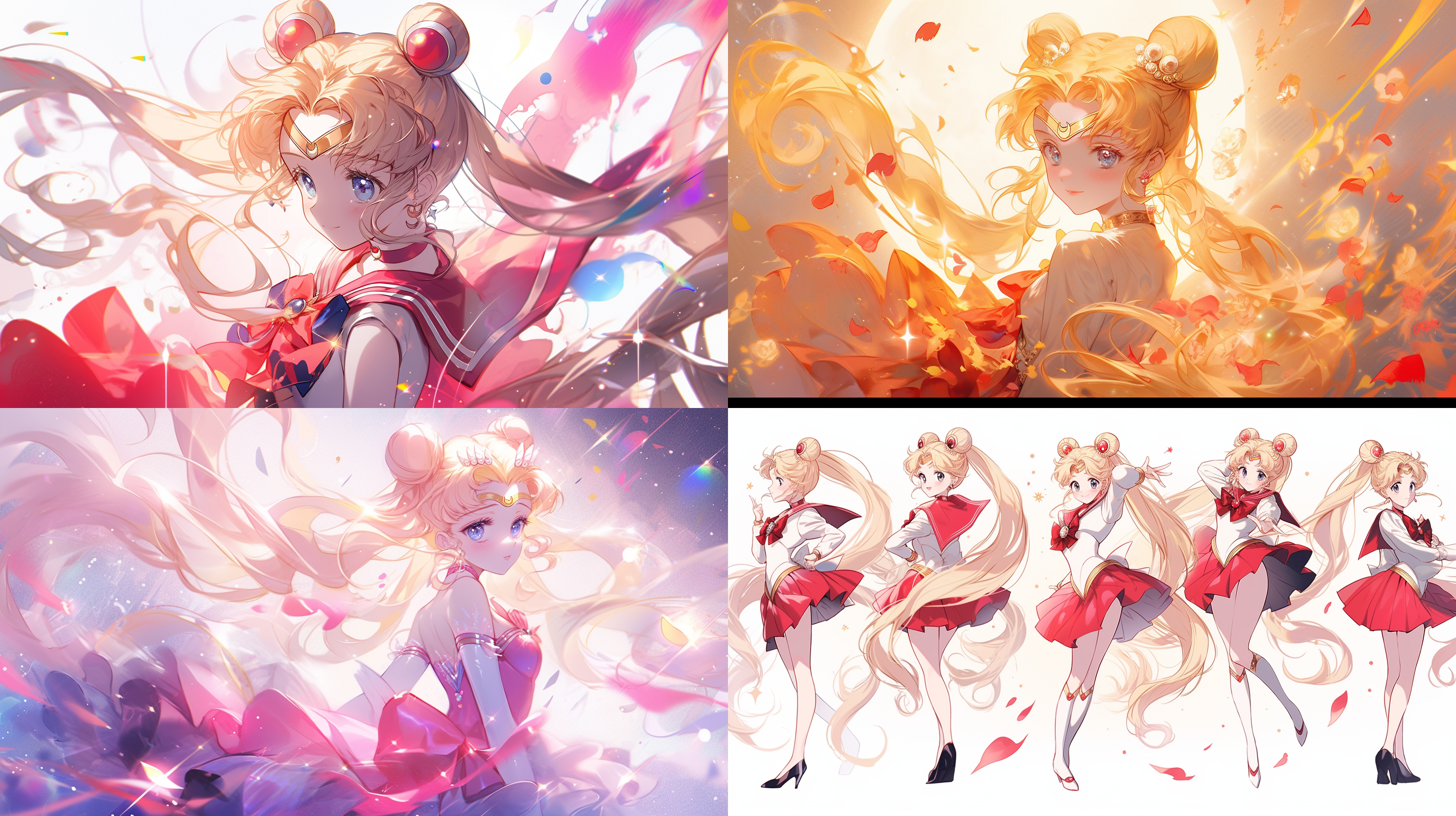 美少女战士水兵月变身，全身像，动态姿势，魔法光环，9:16画幅，1080×1920像素，柔和阴影，细腻纹理，温暖色彩，高光细节，魔法棒，飘逸长发，自信表情，背景虚化，梦幻氛围。