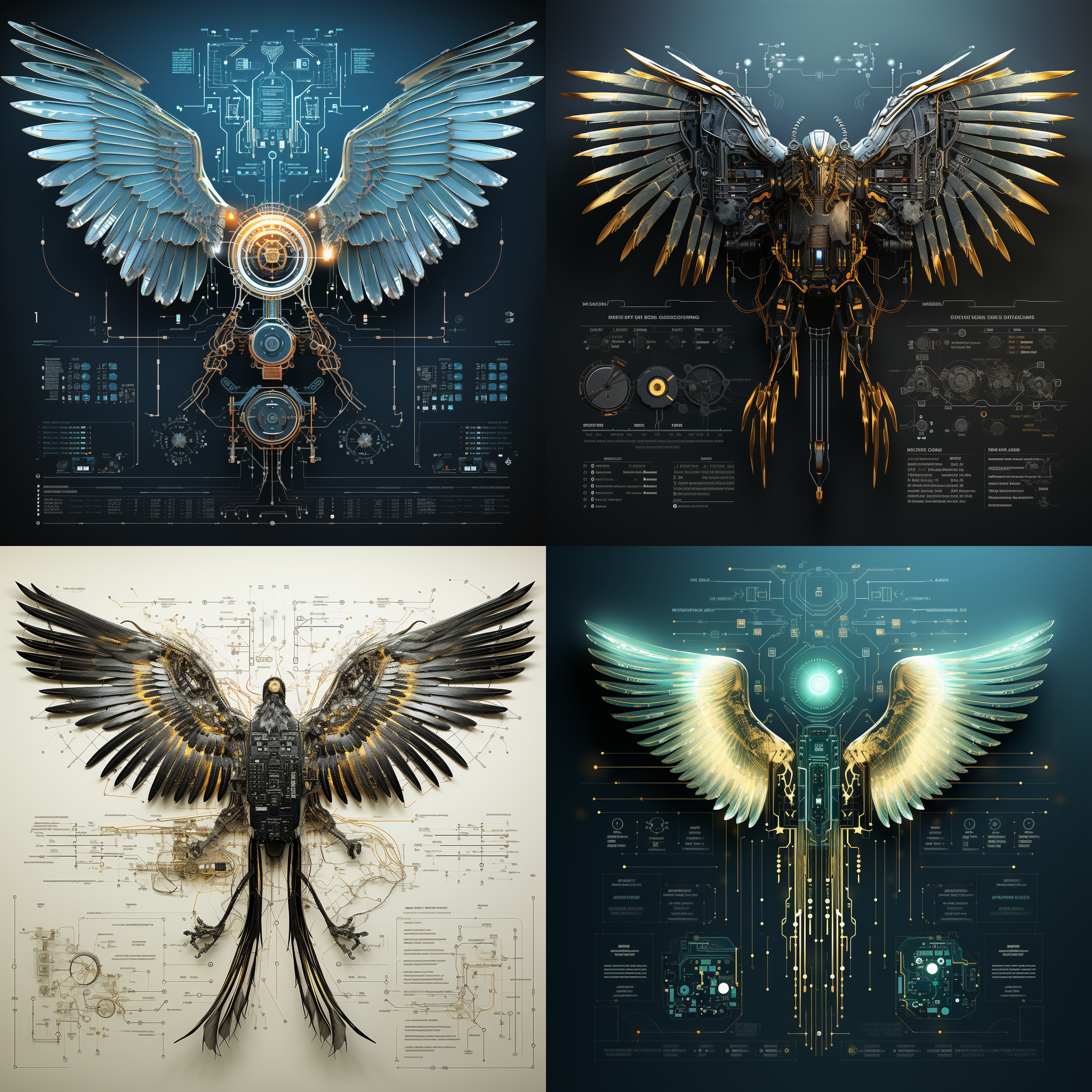 用电路图以及网络和科技的符号画一个有科技感的翅膀