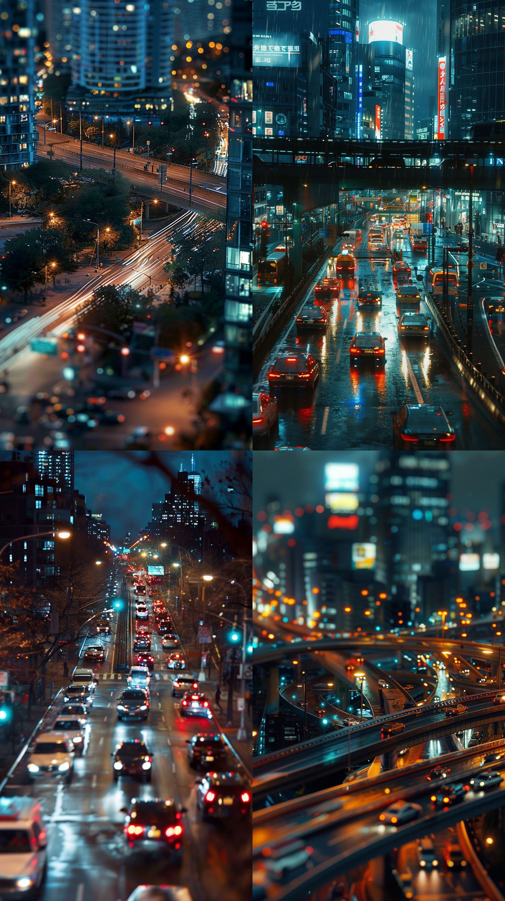 城市车流 夜景 50焦段镜头拍摄 超高清 细节 有天桥 有人流