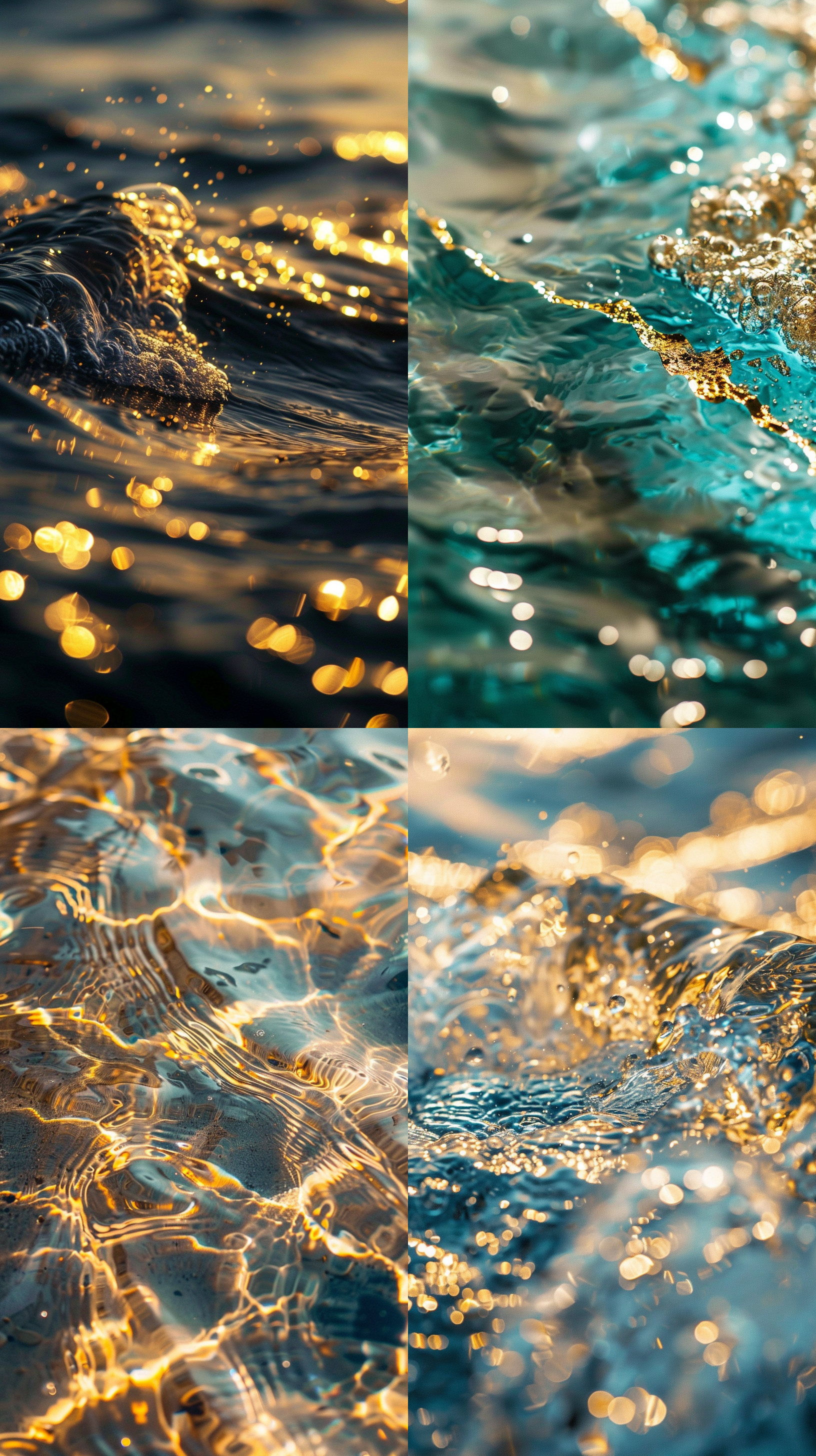 a close-up of the water surface, with edges outlined in gold, flat photography 超清