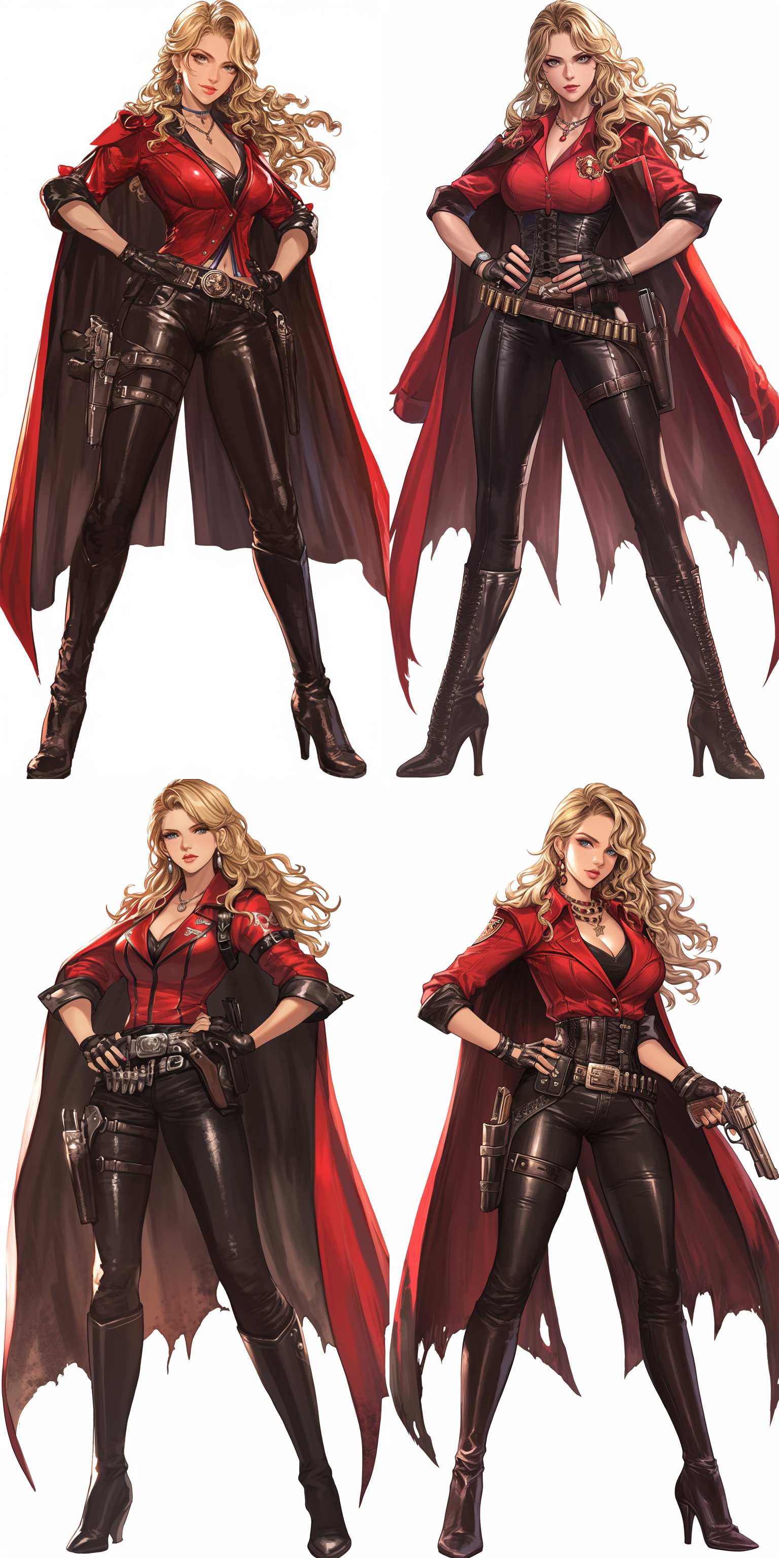 美女，完美身材，大波浪卷发，耳坠，黑色夹克，紧身衣，紧身裤，过膝长靴，手枪，立姿，全身，6k 生化危机 辐射系列