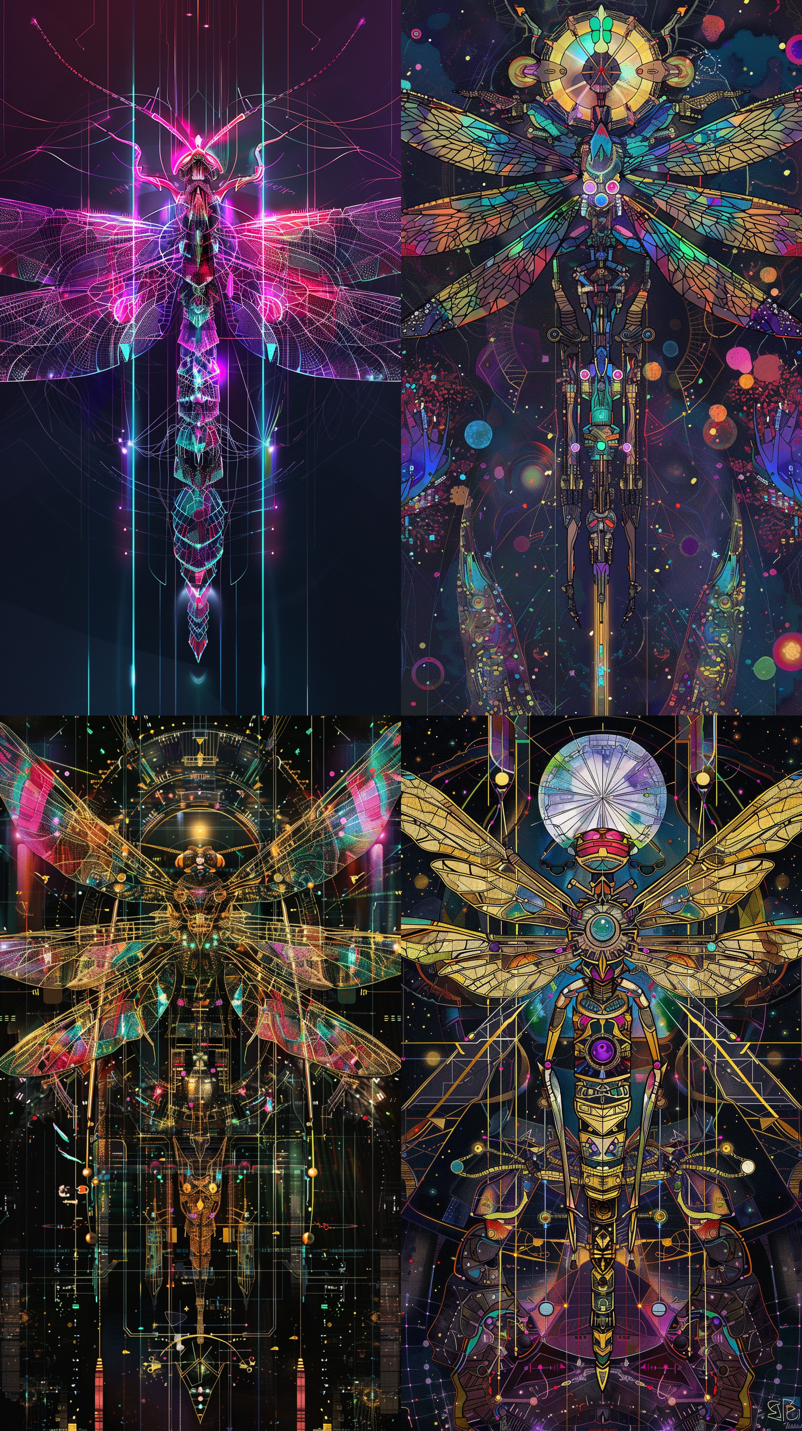 (蜻蜓机甲1.5)，线条勾画，彩色线条，宇宙空间，长焦镜头，赛博朋克