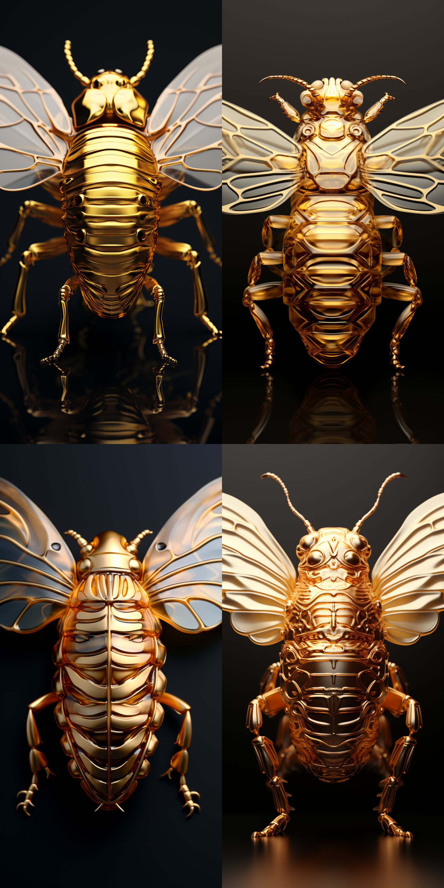 金蝉脱壳，黄金光泽，纯黑背景，细腻纹理，8k超高清，顶光，物理渲染，动态表现，生命力，视觉冲击。