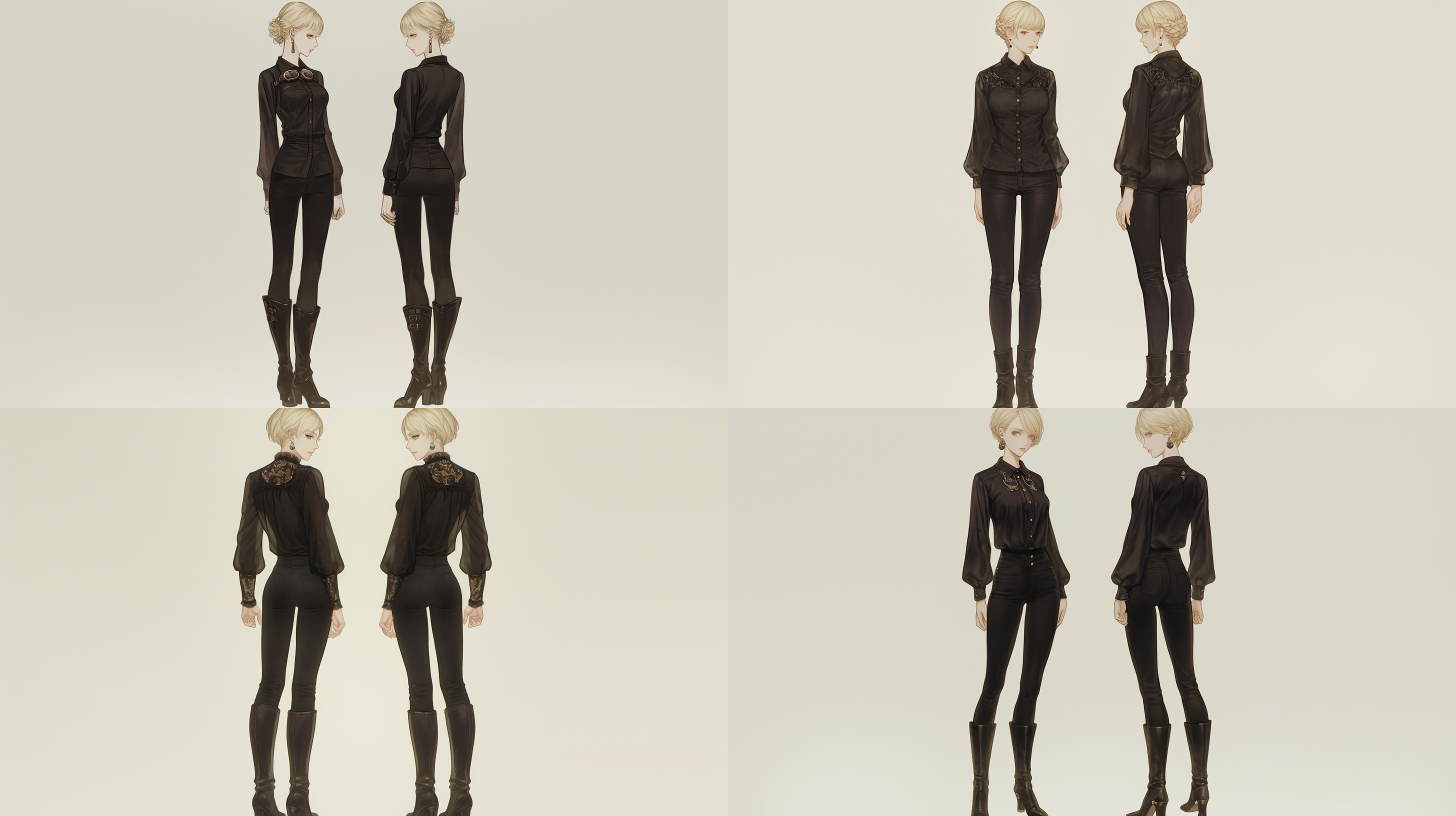 美女，完美身材，大波浪卷发，耳坠，风镜，黑色夹克，紧身衣，紧身裤，过膝长靴，立姿，全身，6k