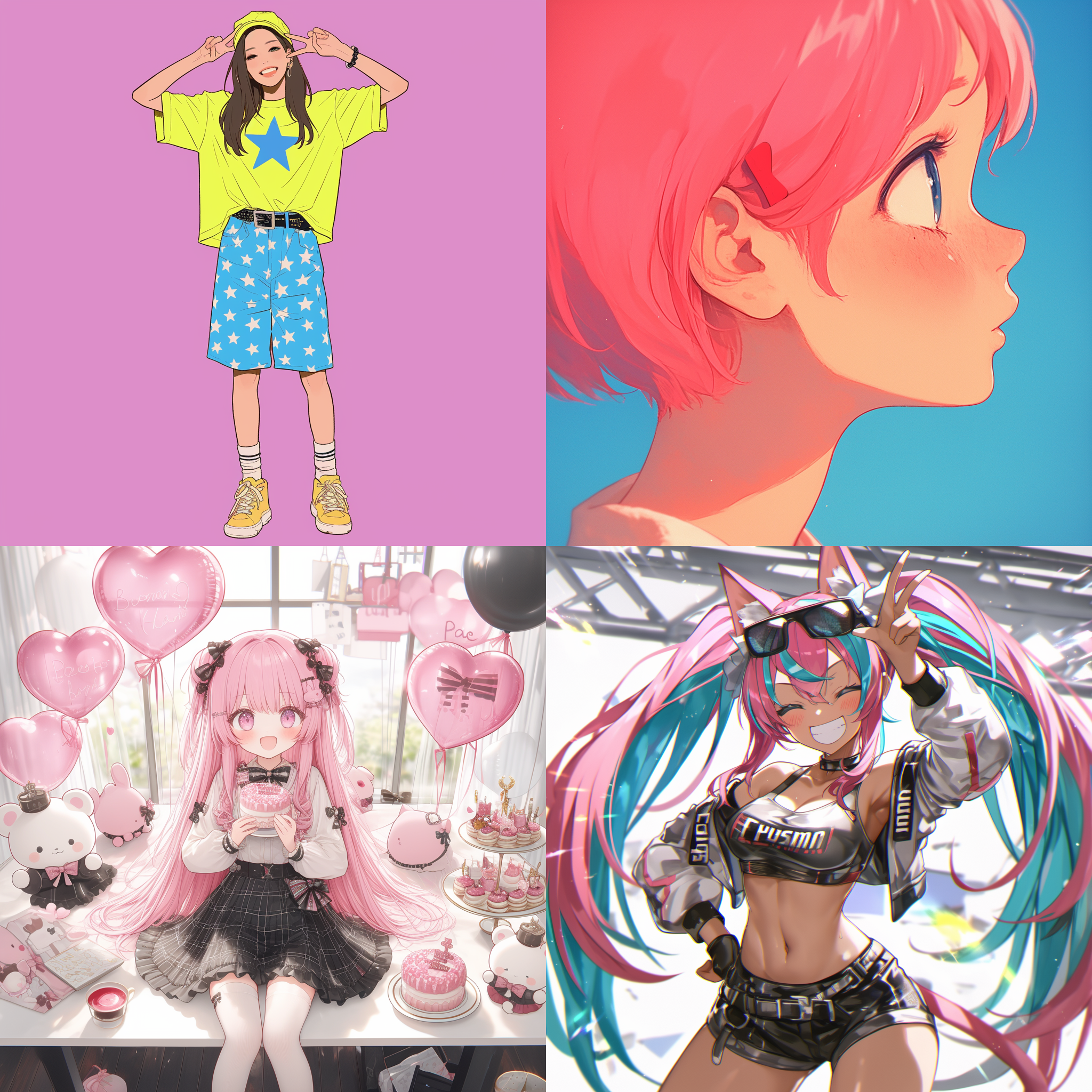 粉色系的少女，穿着粉色系蛋糕裙，长得可爱，头上有些配饰，色彩狂化，增加细微光线，多巴胺风格