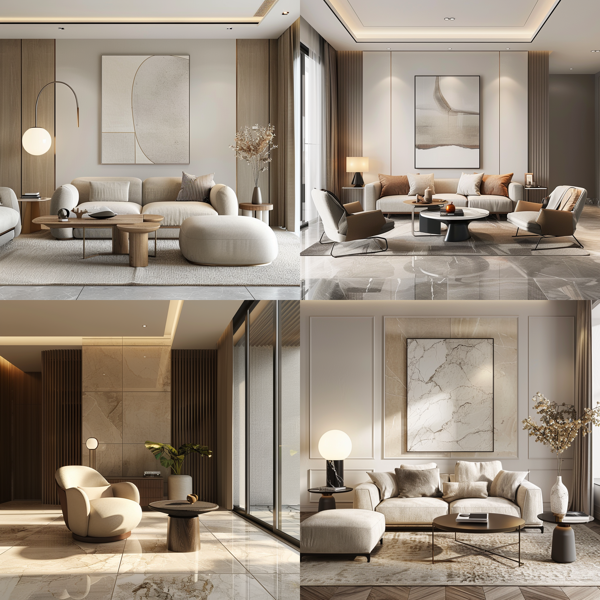 室内设计，现代简约风格，客厅场景，8k画质，c4d渲染，明亮光线，中性色调，细节丰富，家具精致，空间感强，舒适氛围。