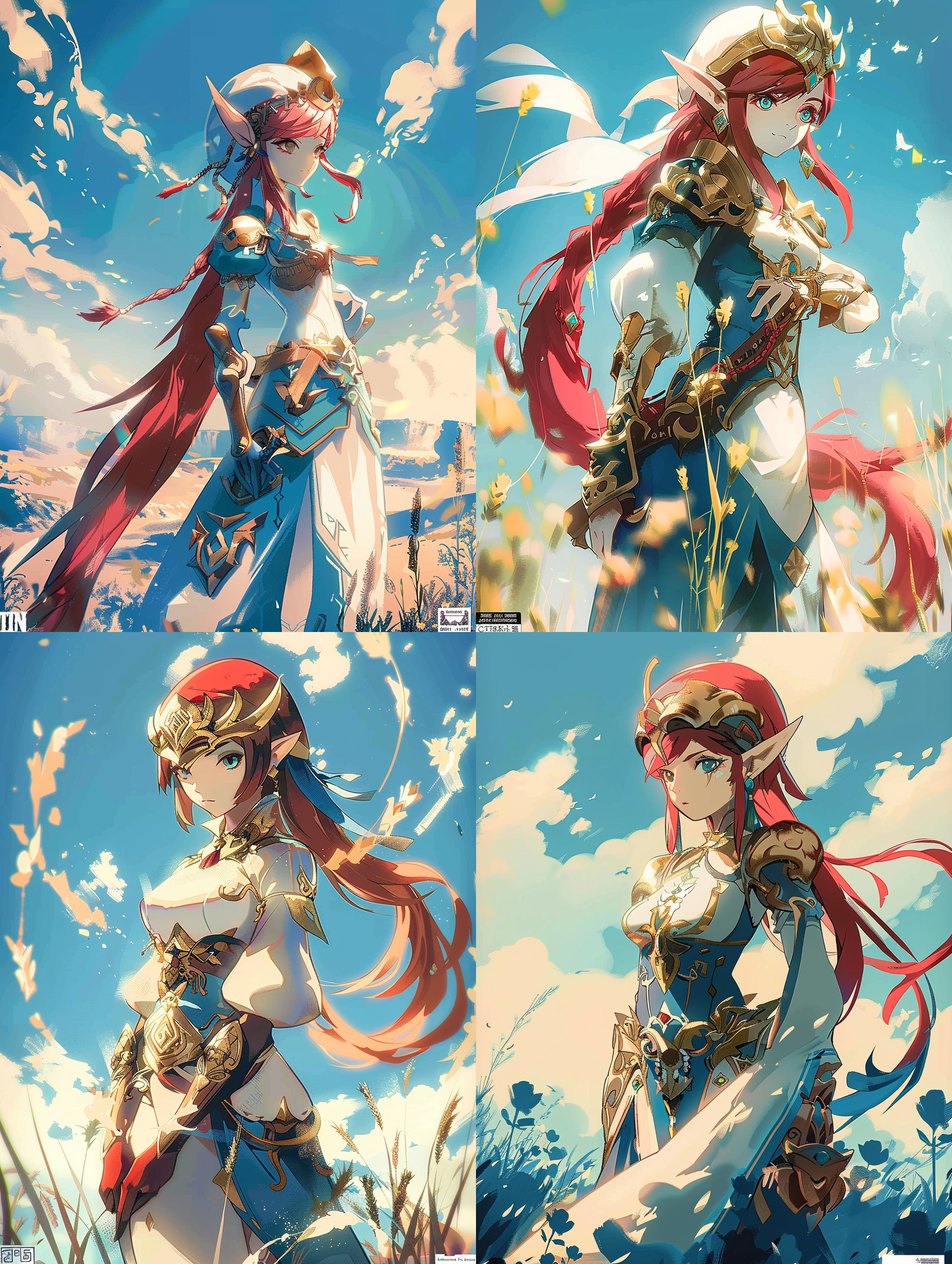 米法在海拉尔草原，侧身凝视远方，忧郁神情，长裙飘逸，自然光线，柔和色调，中景构图，环境细节丰富，氛围宁静，情感深沉。