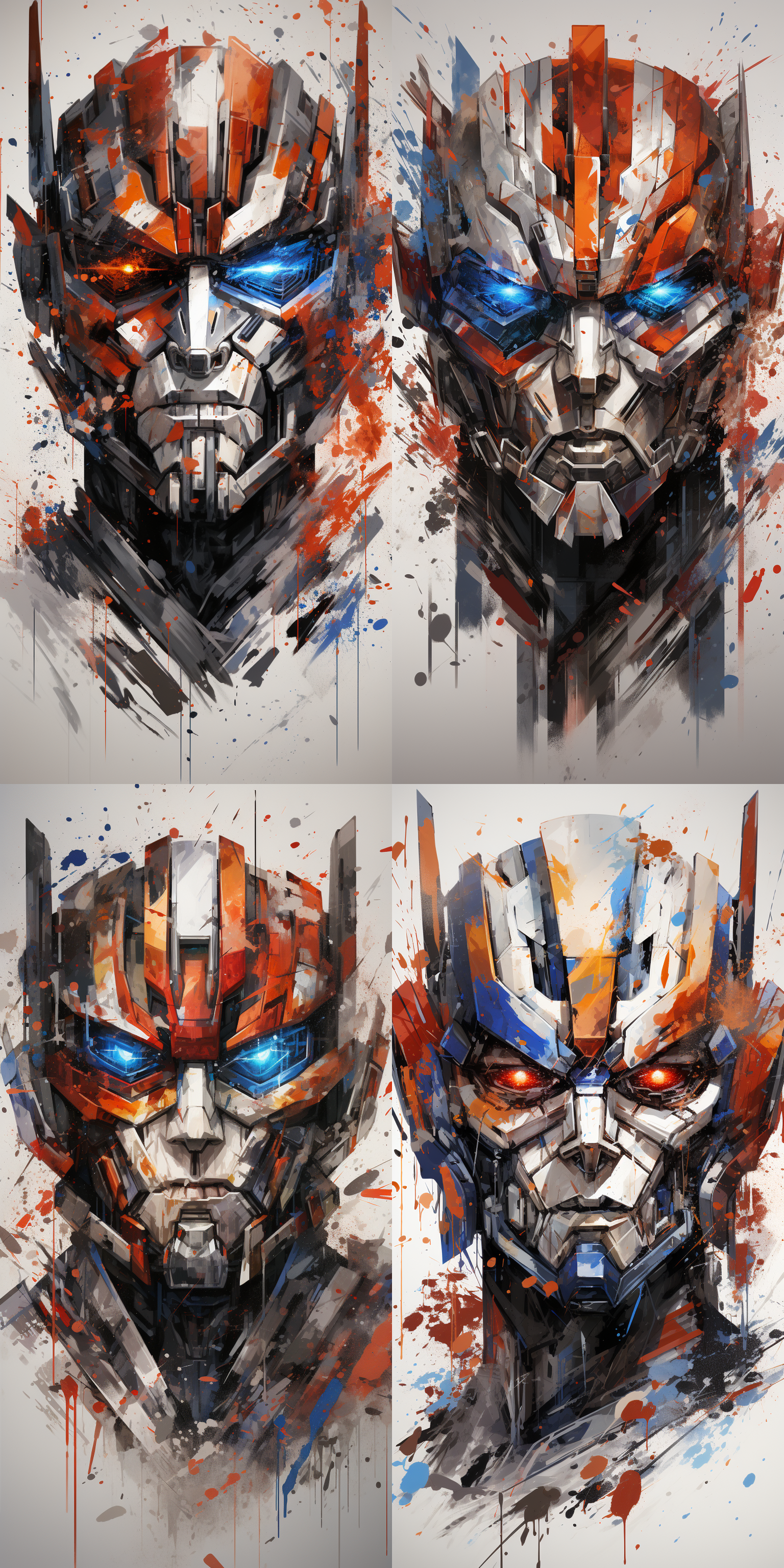 威震天q版设计草图，黑白线条，纯白背景，大头小身，红蓝盔甲，汽车人徽章，挡风玻璃胸口，离子爆能枪，尺寸标注，技术细节，缩略图草图，8khd，3:4比例，niji 6风格，s 250细节。