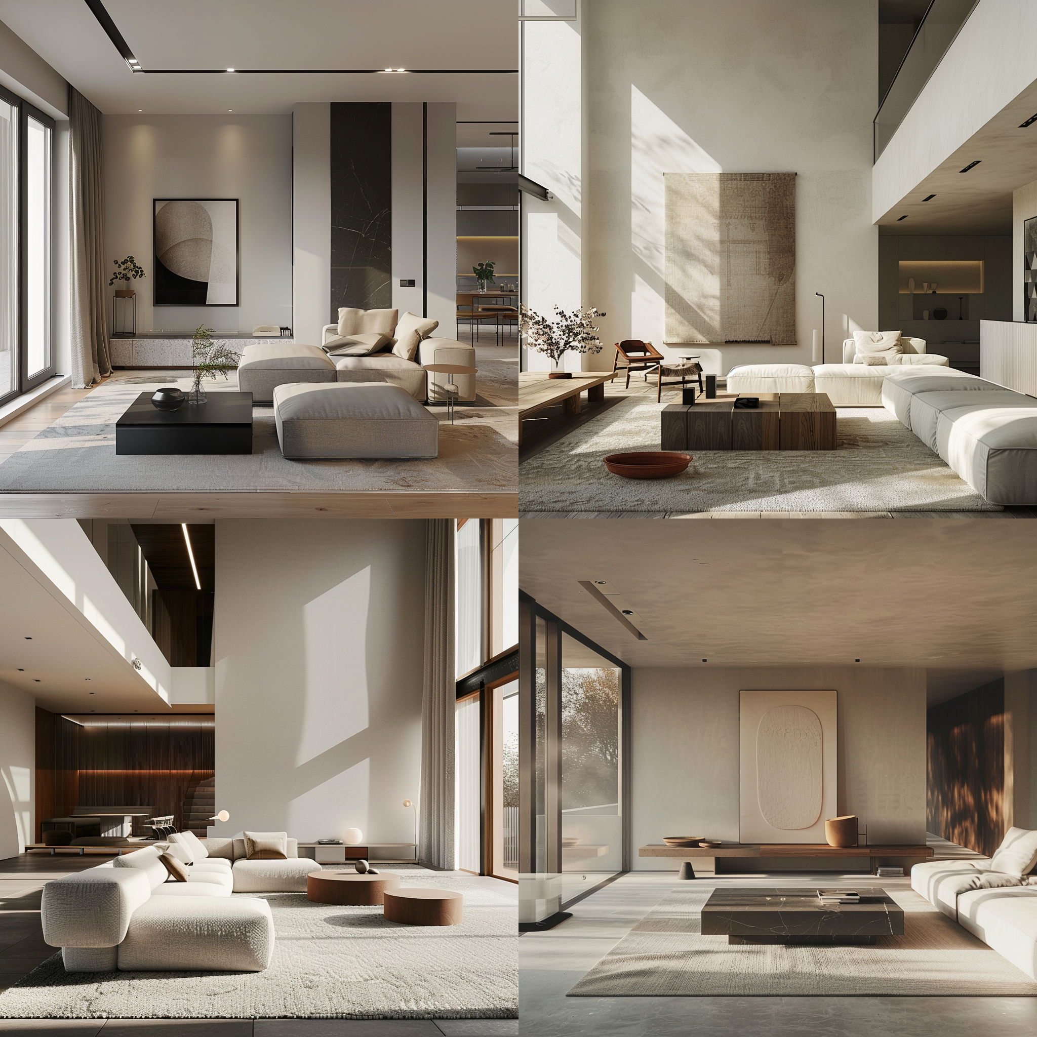 宽敞客厅，瓦尔基里风格，包豪斯设计，无电视，写实风格，自然光，广角镜头，中性色调，简约家具，空间感，宁静。
