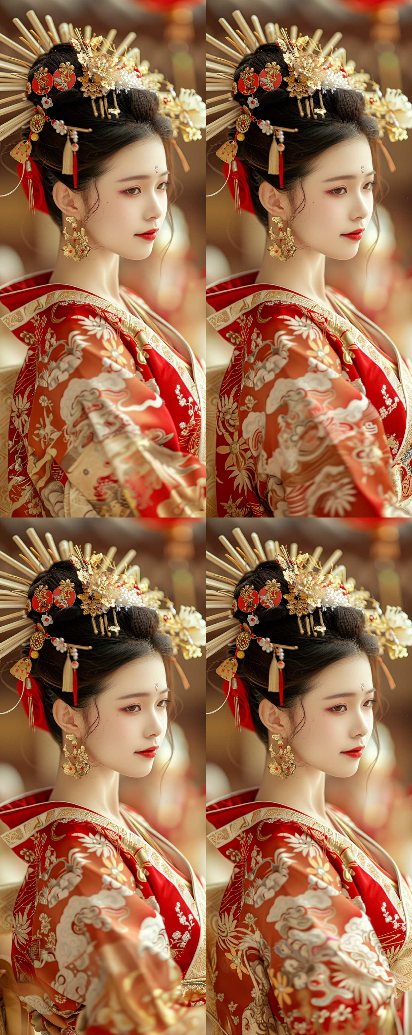 古装苗条淑女跳舞特写，优雅舞姿，细腻表情，古典服饰，华丽头饰，室内舞台，柔和光线，长焦镜头，慢速快门，动态模糊，温婉，古典美。